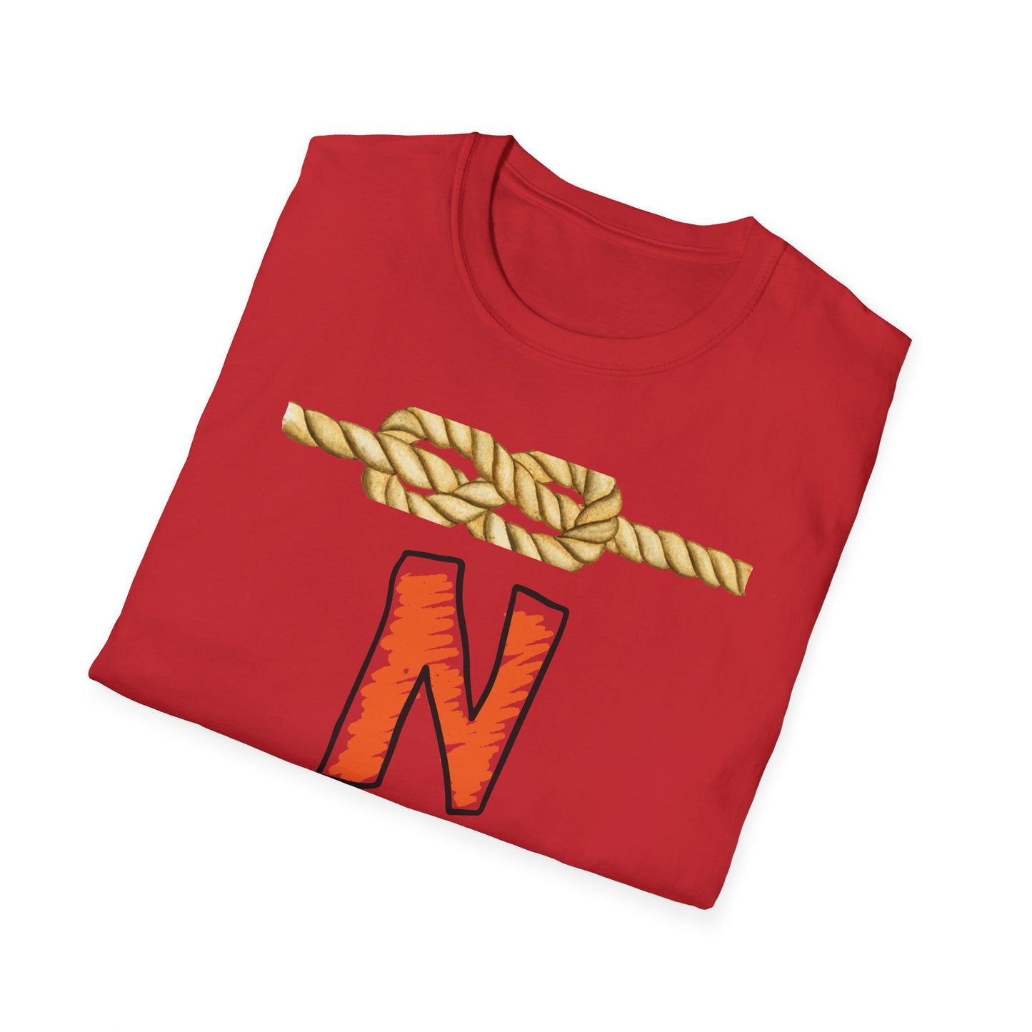 N Letter Graphic T-Shirt — Nautical Rope & Arcade Gamer Design