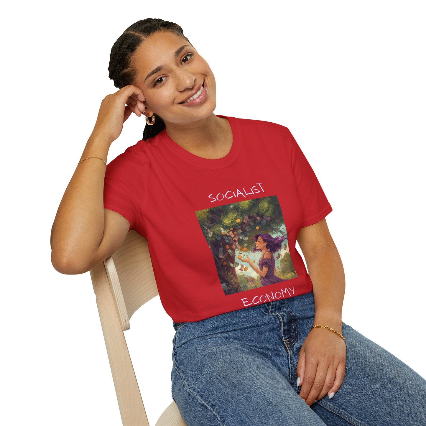 Socialist Economy T‑Shirt — Feminine Nature Illustration Political Tee