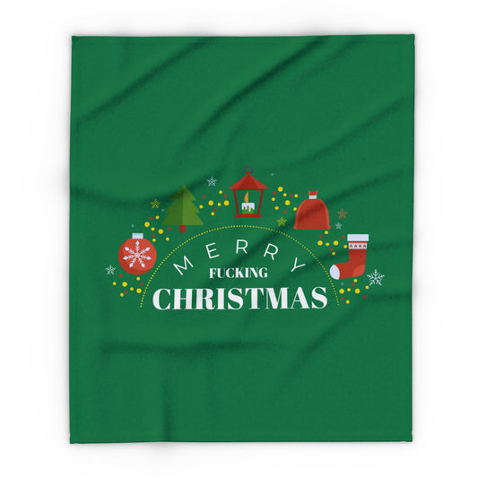 Christmas Fleece Blanket — "Merry F***ing Christmas" Holiday Throw