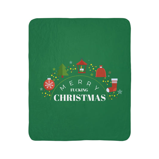 Sherpa Blanket — "Merry F*cking Christmas" Holiday Fleece Throw