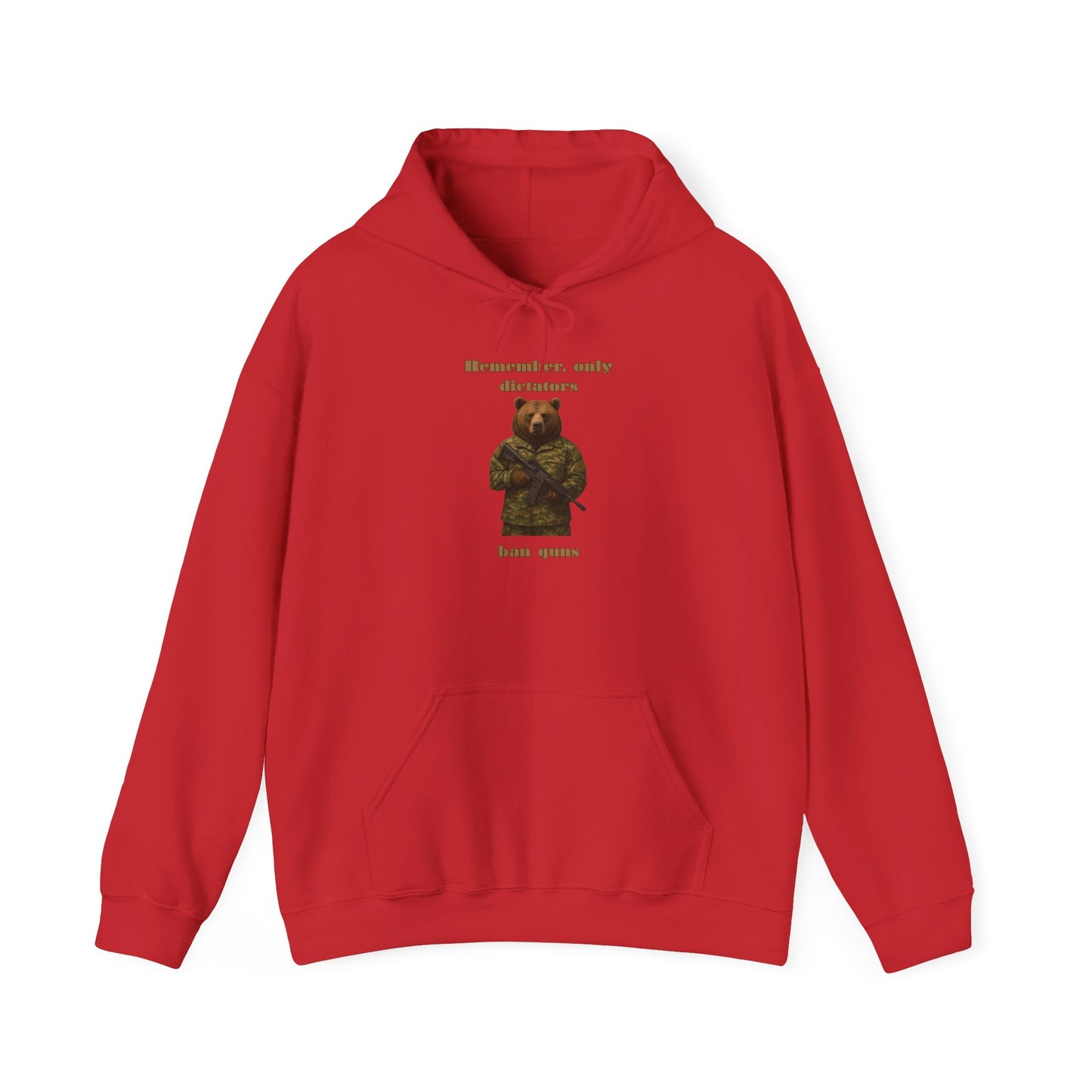 Military Bear Graphic Hoodie — "Brownsack, salty dictators have eyes" Novelty Streetwear