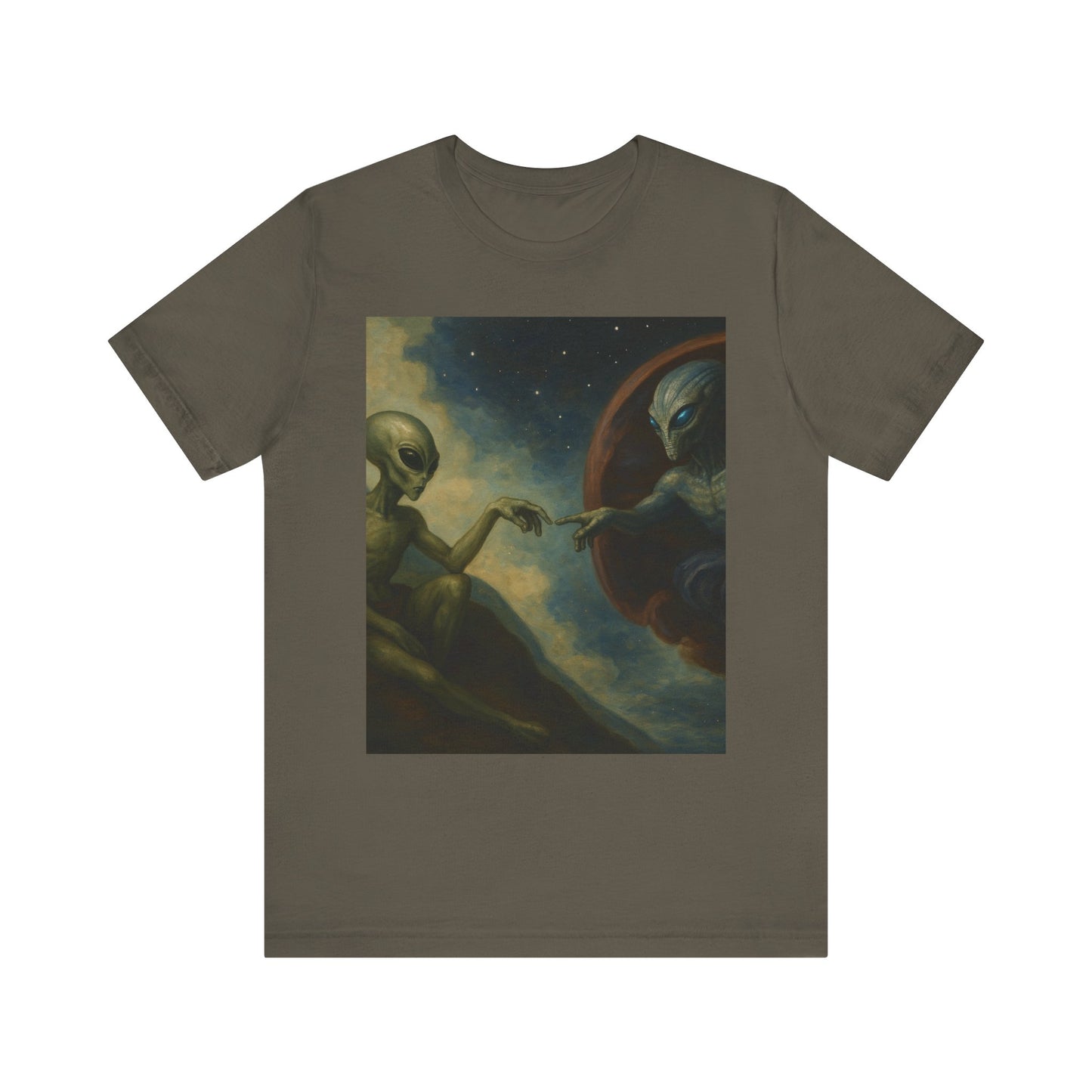 Alien Creation Tee — Cosmic Michelangelo Graphic T-Shirt
