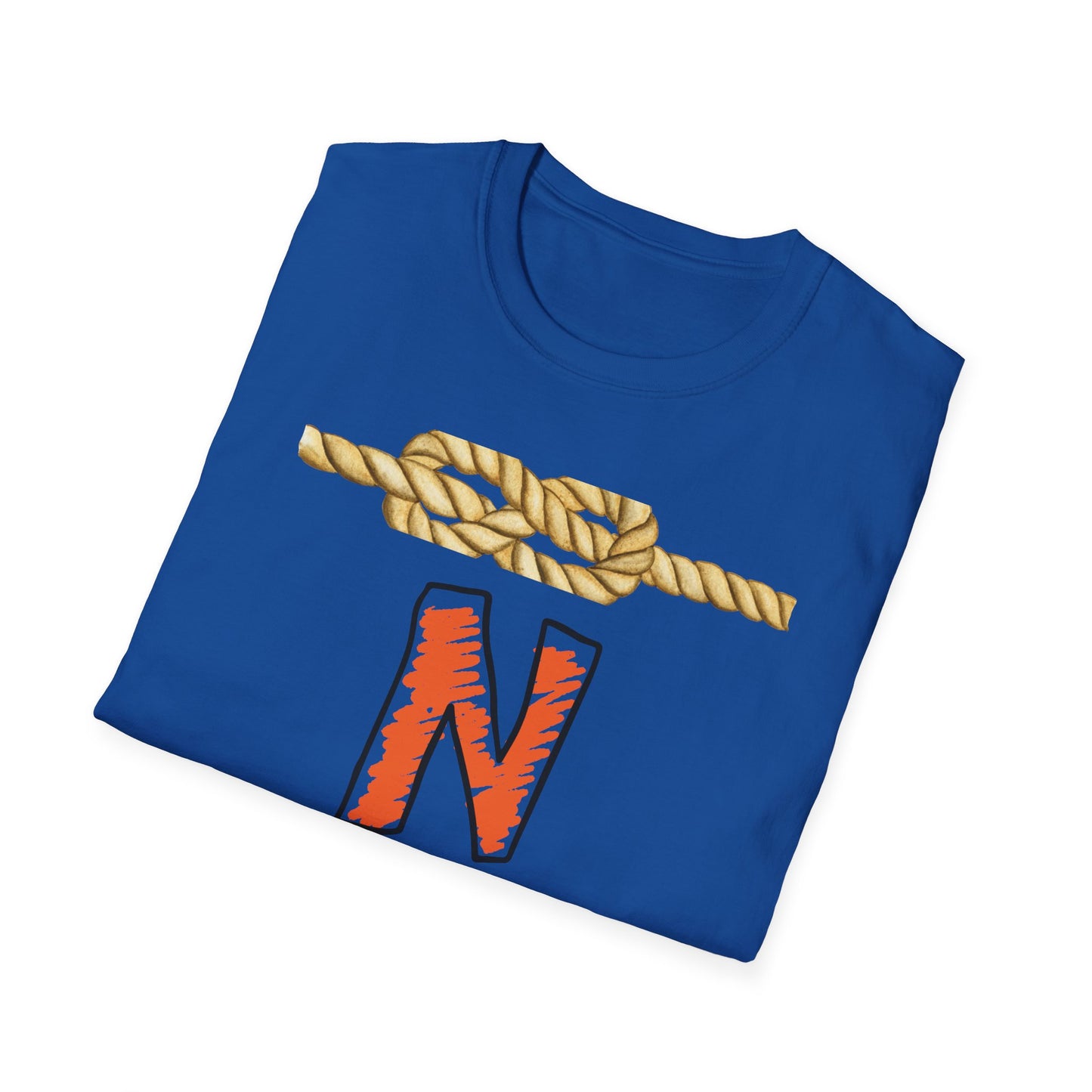 N Letter Graphic T-Shirt — Nautical Rope & Arcade Gamer Design