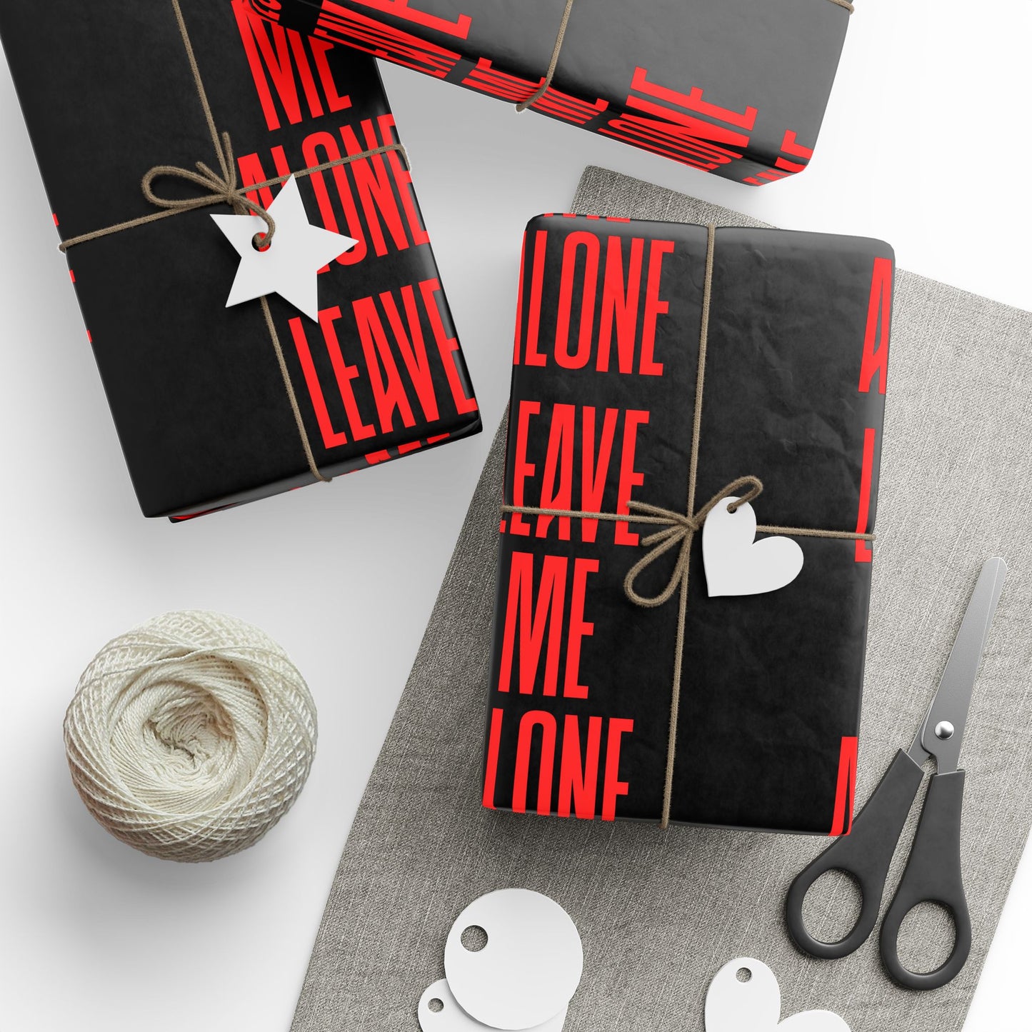 Wrapping Paper Roll — Black with Red Barcode Stripe Pattern, Modern Gift Wrap for Birthdays & Holidays