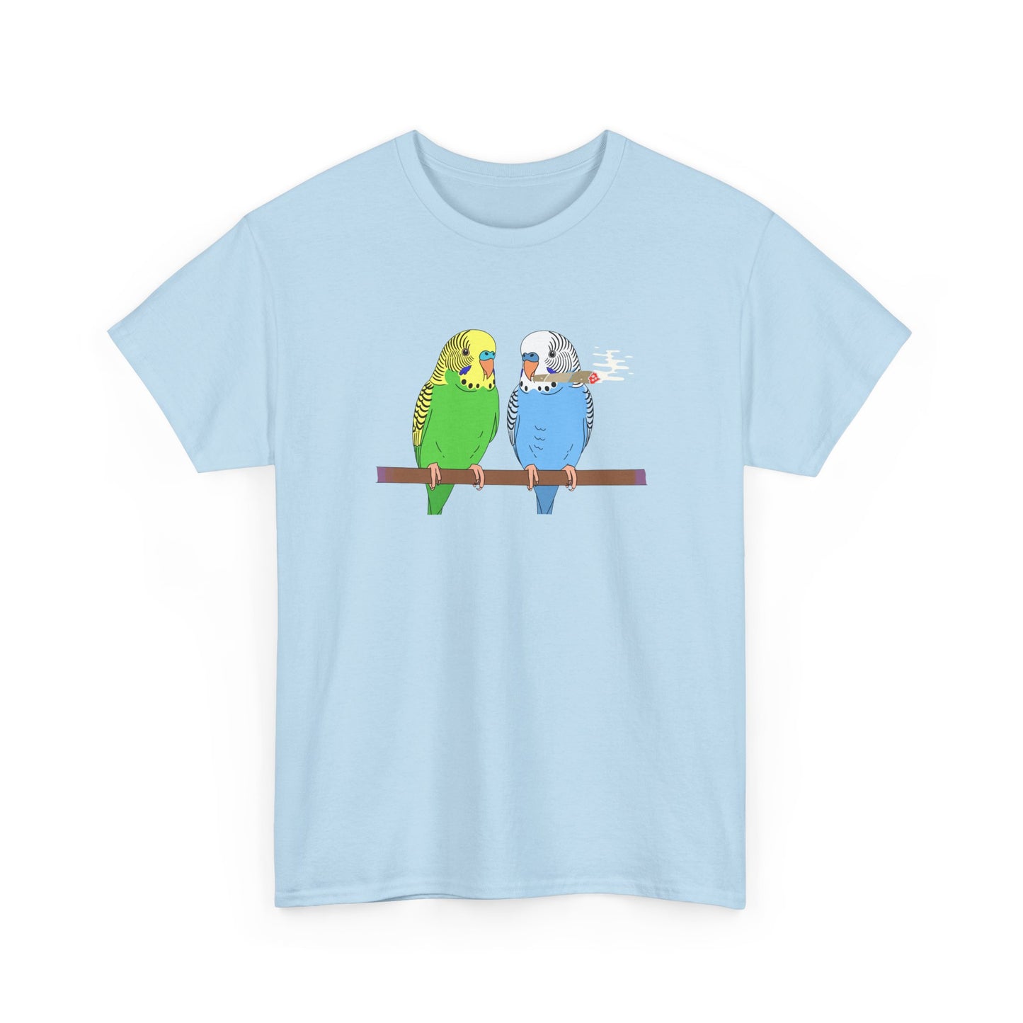 2 Birds 1 Stoned T-Shirt — Cute Parakeet Pair Graphic Tee