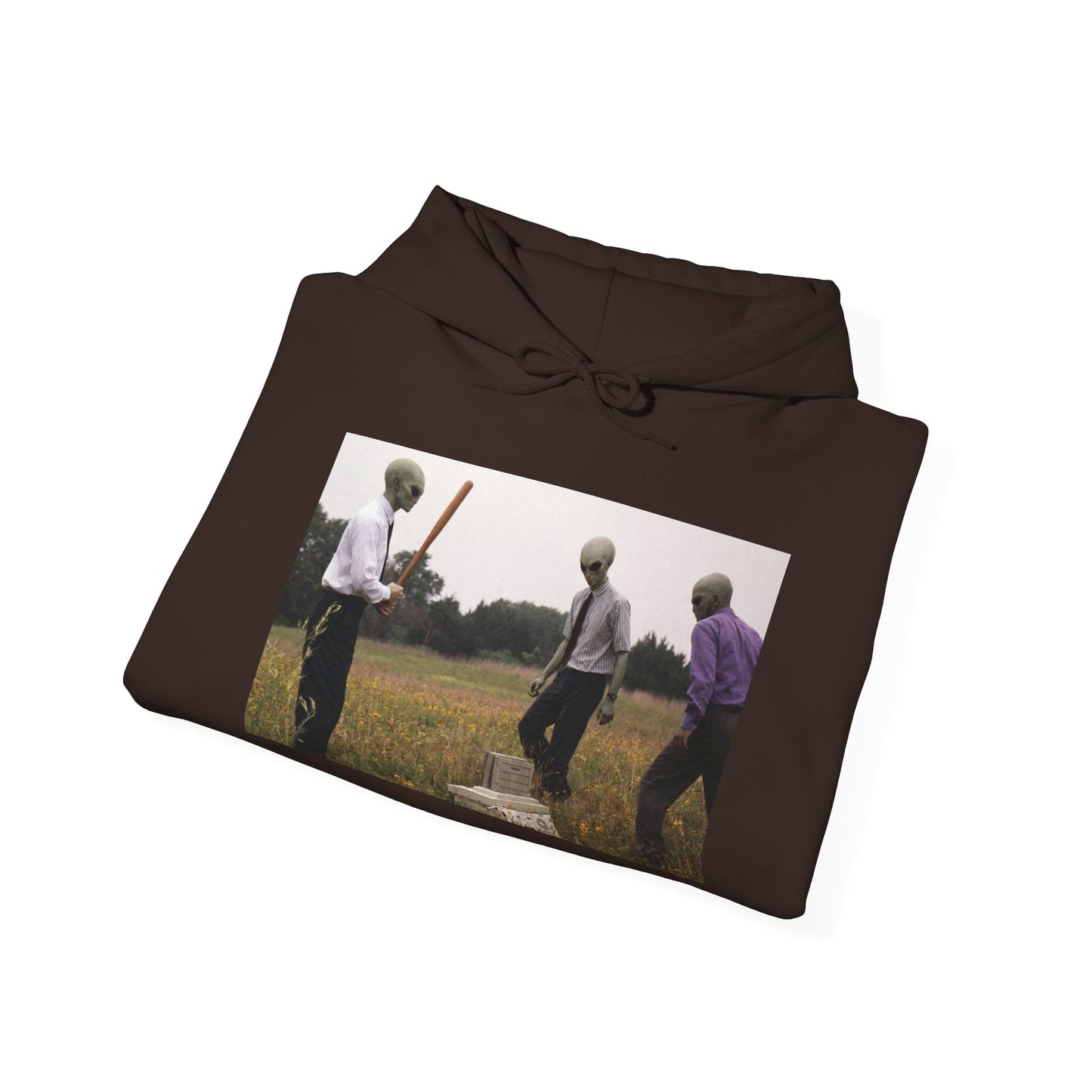 Hoodie — Vintage Field Photo Crew Baseball Bat Retro Graphic Hoodie
