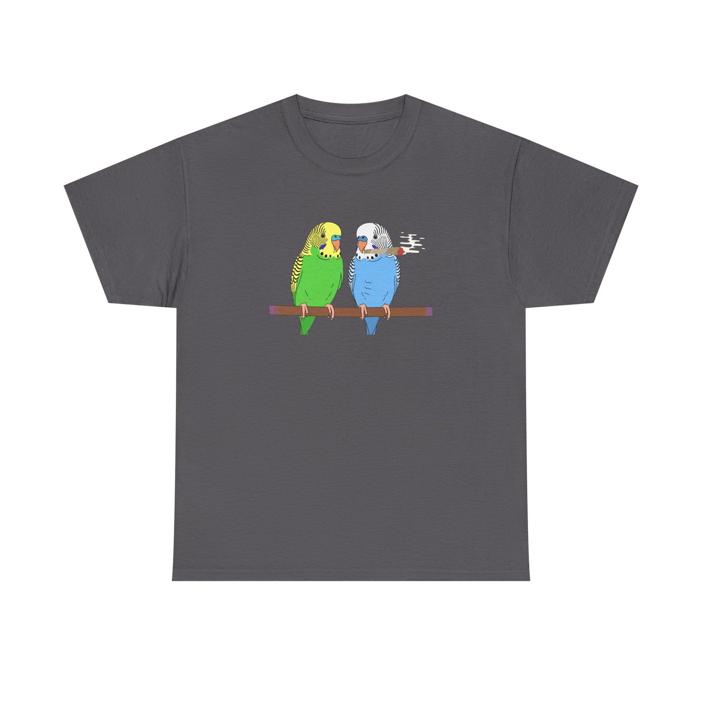 2 Birds 1 Stoned T-Shirt — Cute Parakeet Pair Graphic Tee