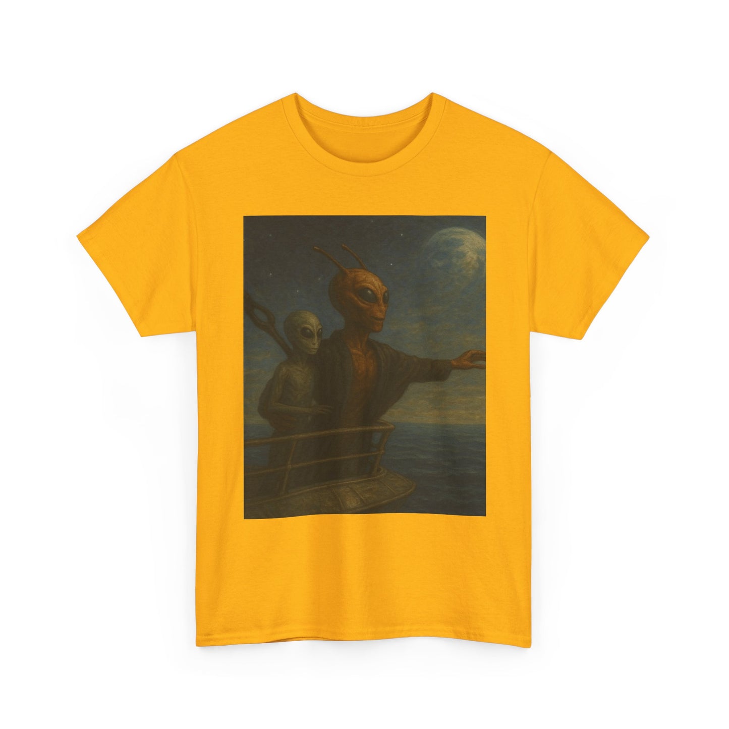 Vintage Gothic Painting Tee — Moonlit Ghost Ship Art T-Shirt