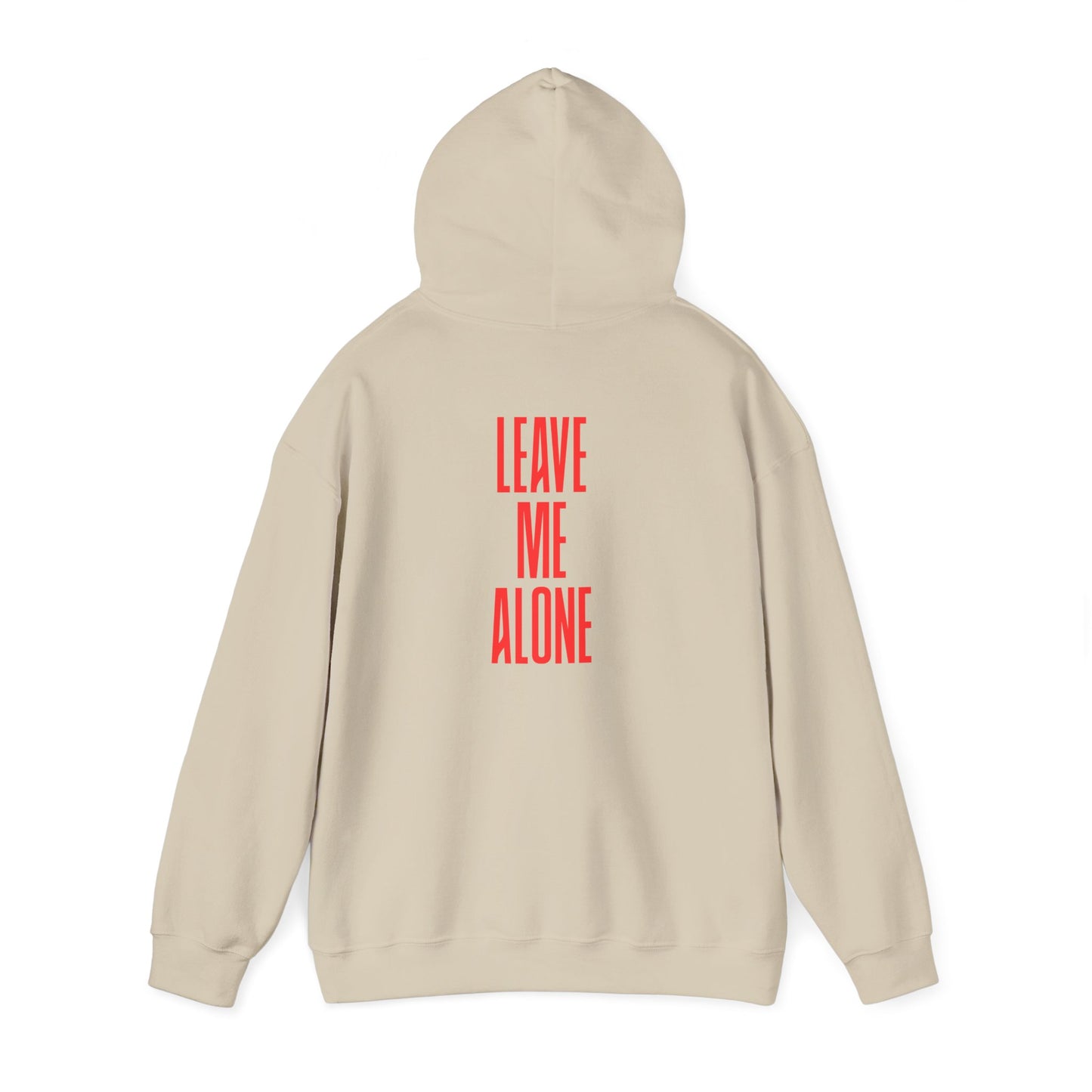 Leave Me Alone Hoodie — Minimal Pink Text Graphic Hooded Sweatshirt