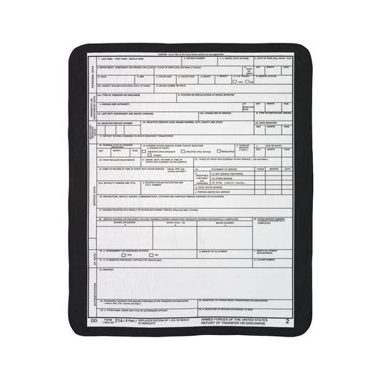 DD214 Fleece Sherpa Blanket — Vintage Form Print Cozy Throw