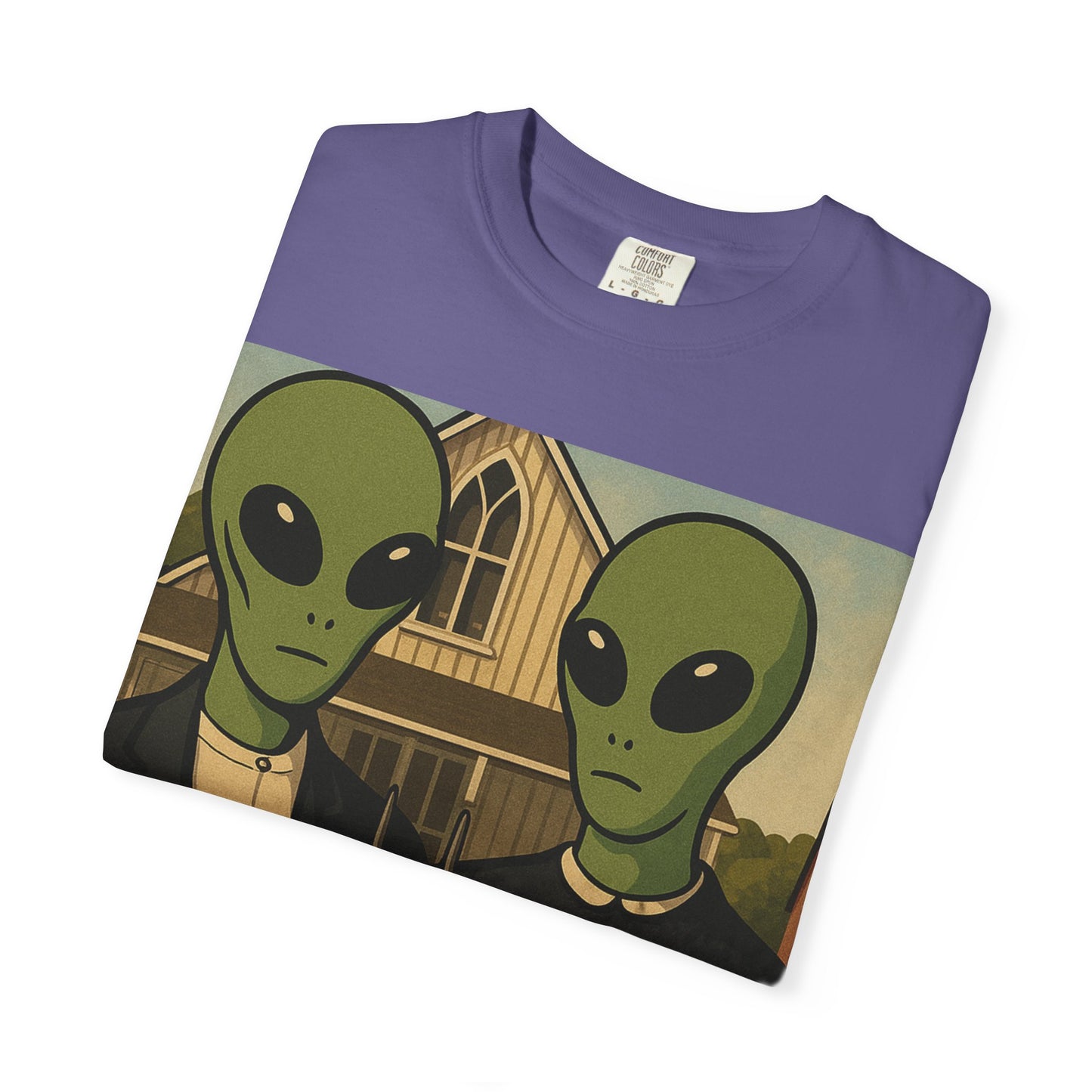 Alien Gothic T-Shirt — Parody of American Gothic Art