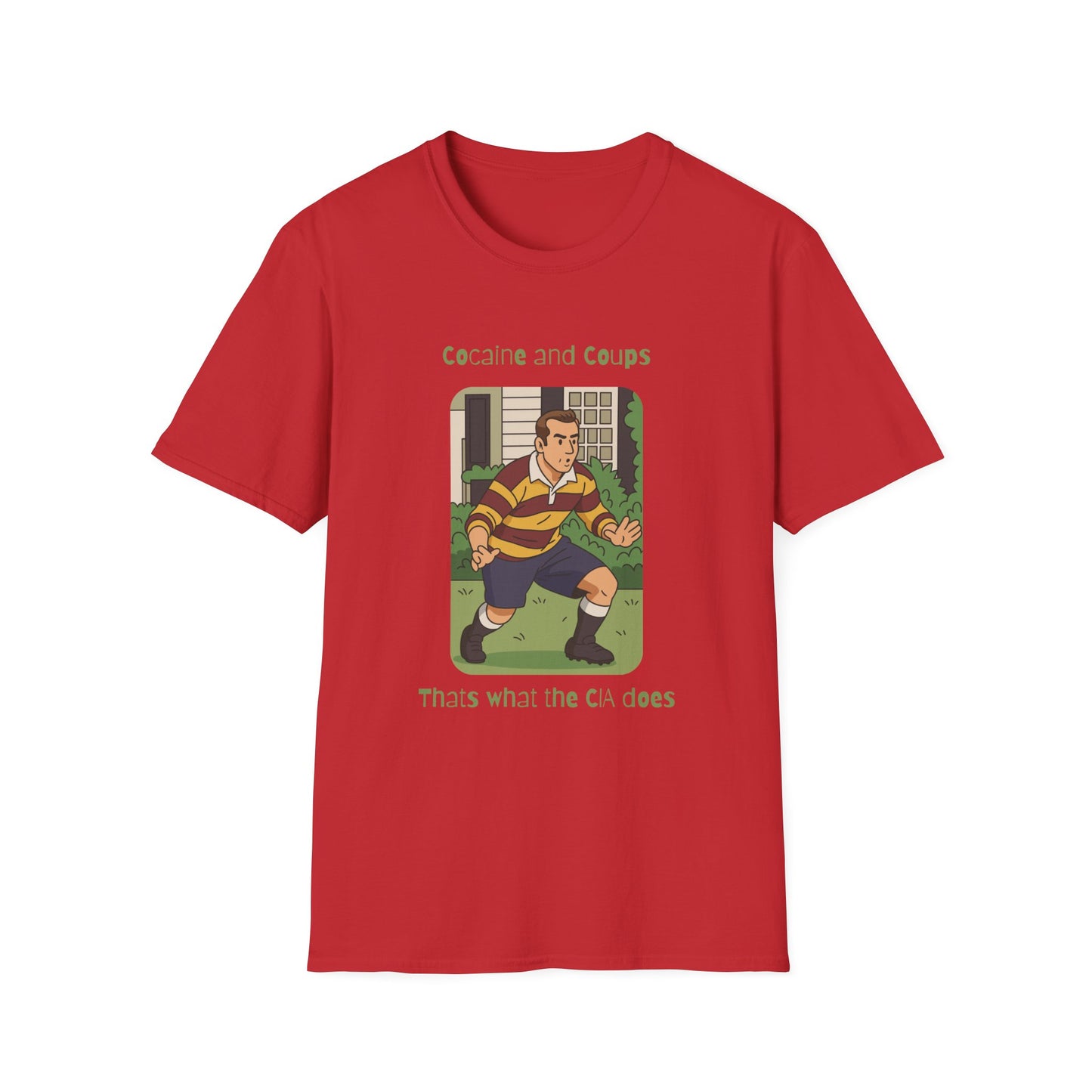 Rugby Player Illustration T-Shirt — 'Courage and Cupps' Vintage Sports Tee