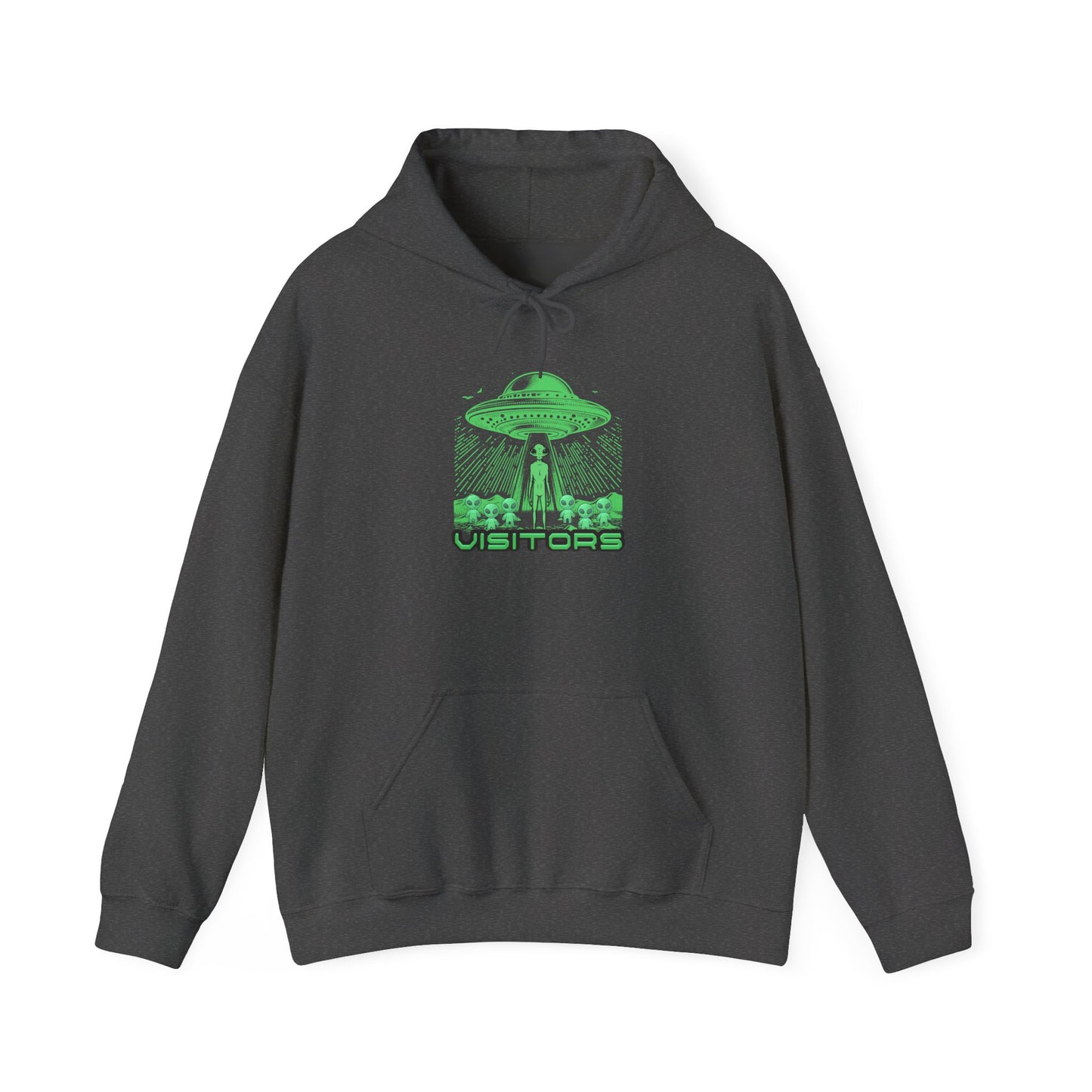 Alien Abduction Hoodie — "Visitors" Retro UFO Pullover
