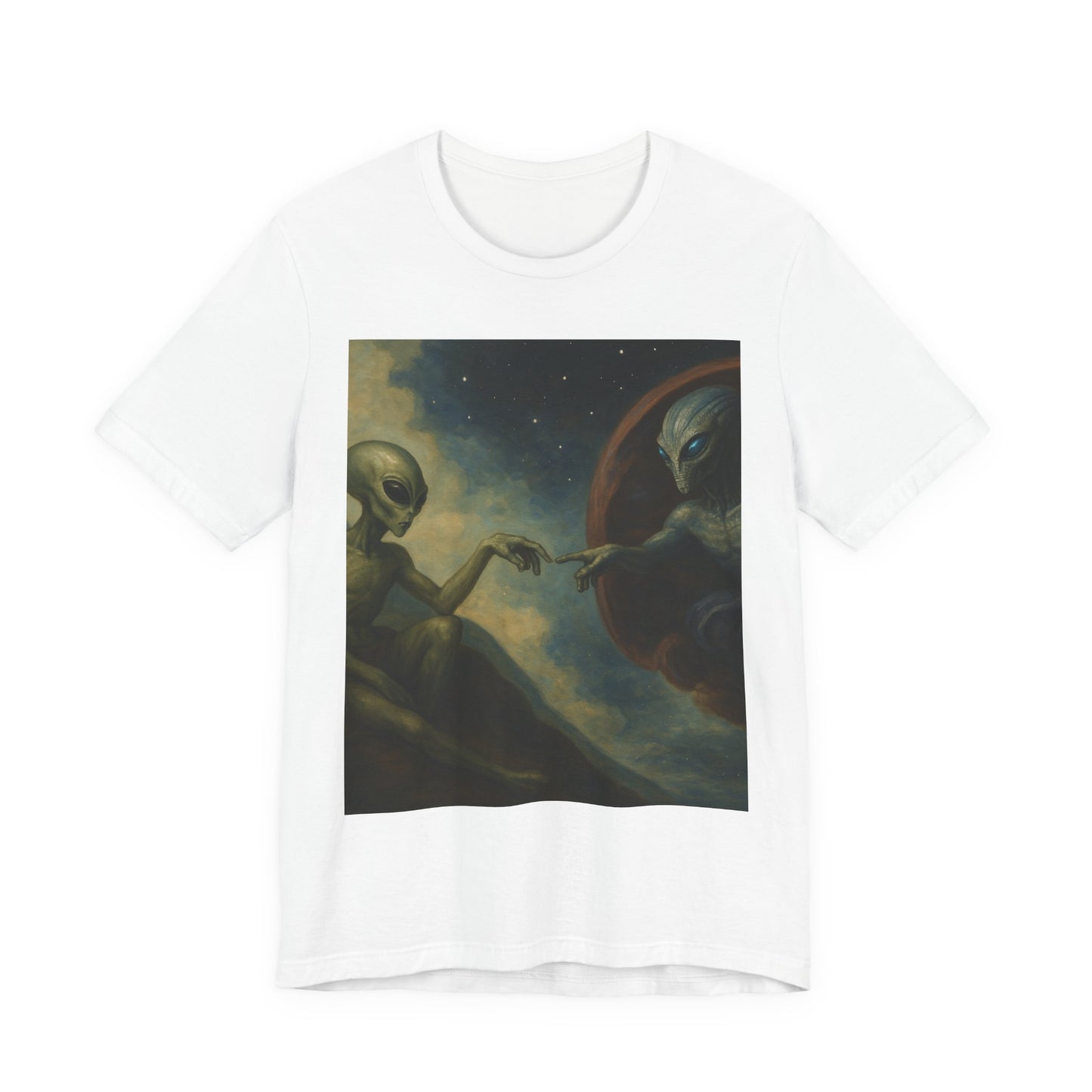 Alien Creation Tee — Cosmic Michelangelo Graphic T-Shirt