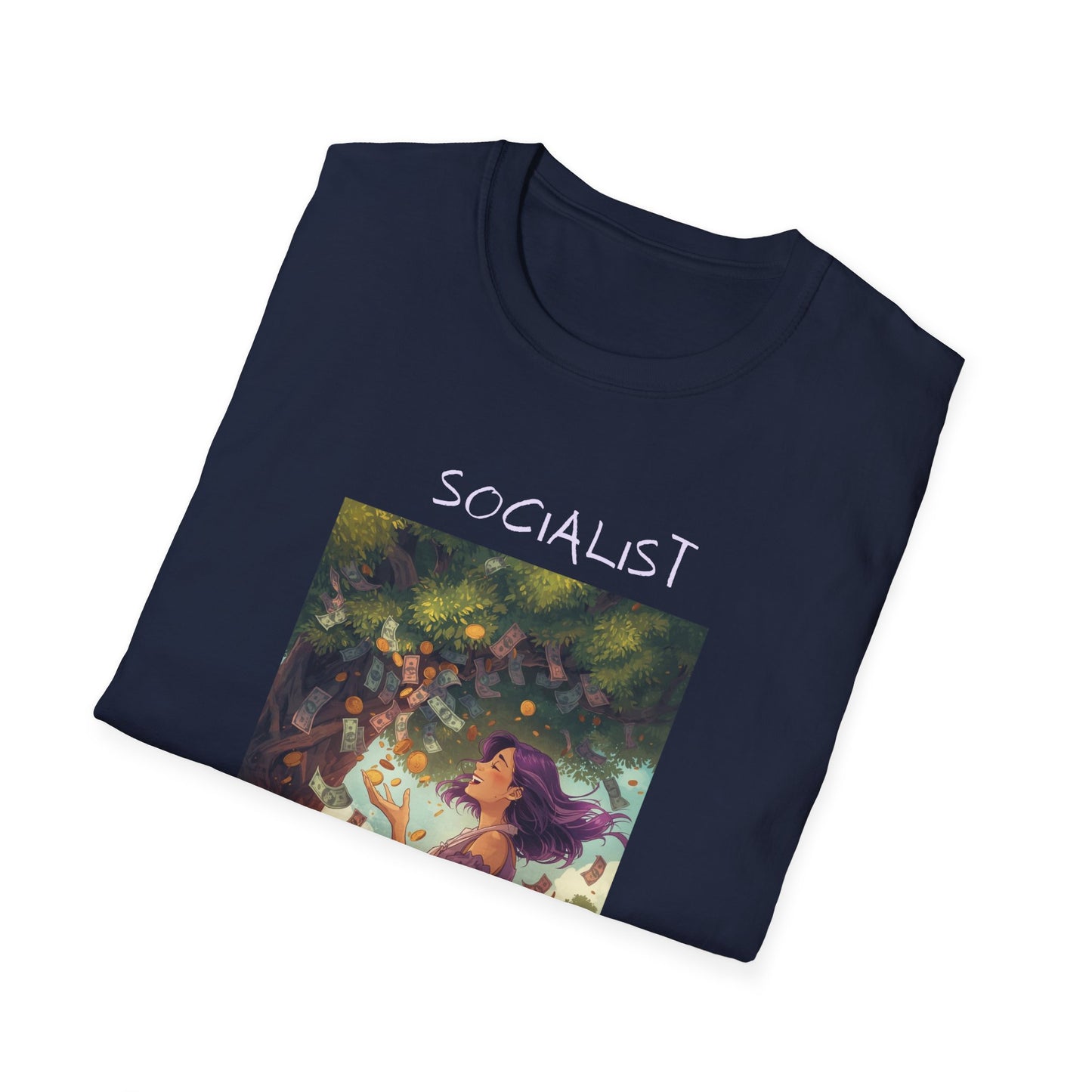 Socialist Economy Graphic T-Shirt — Whimsical Nature Illustration