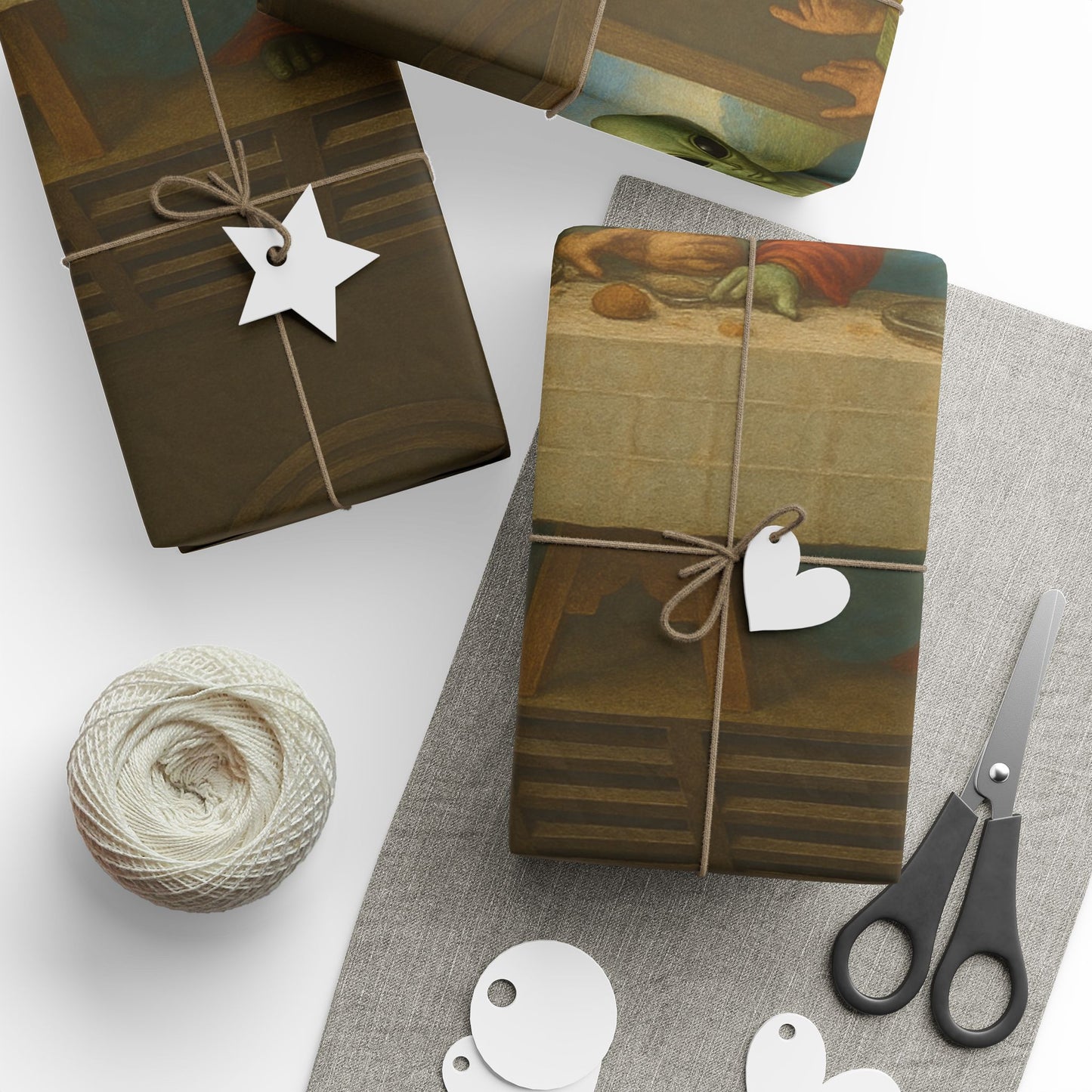 Renaissance Portraits Wrapping Paper Roll — Vintage Oil Painting Gift Wrap