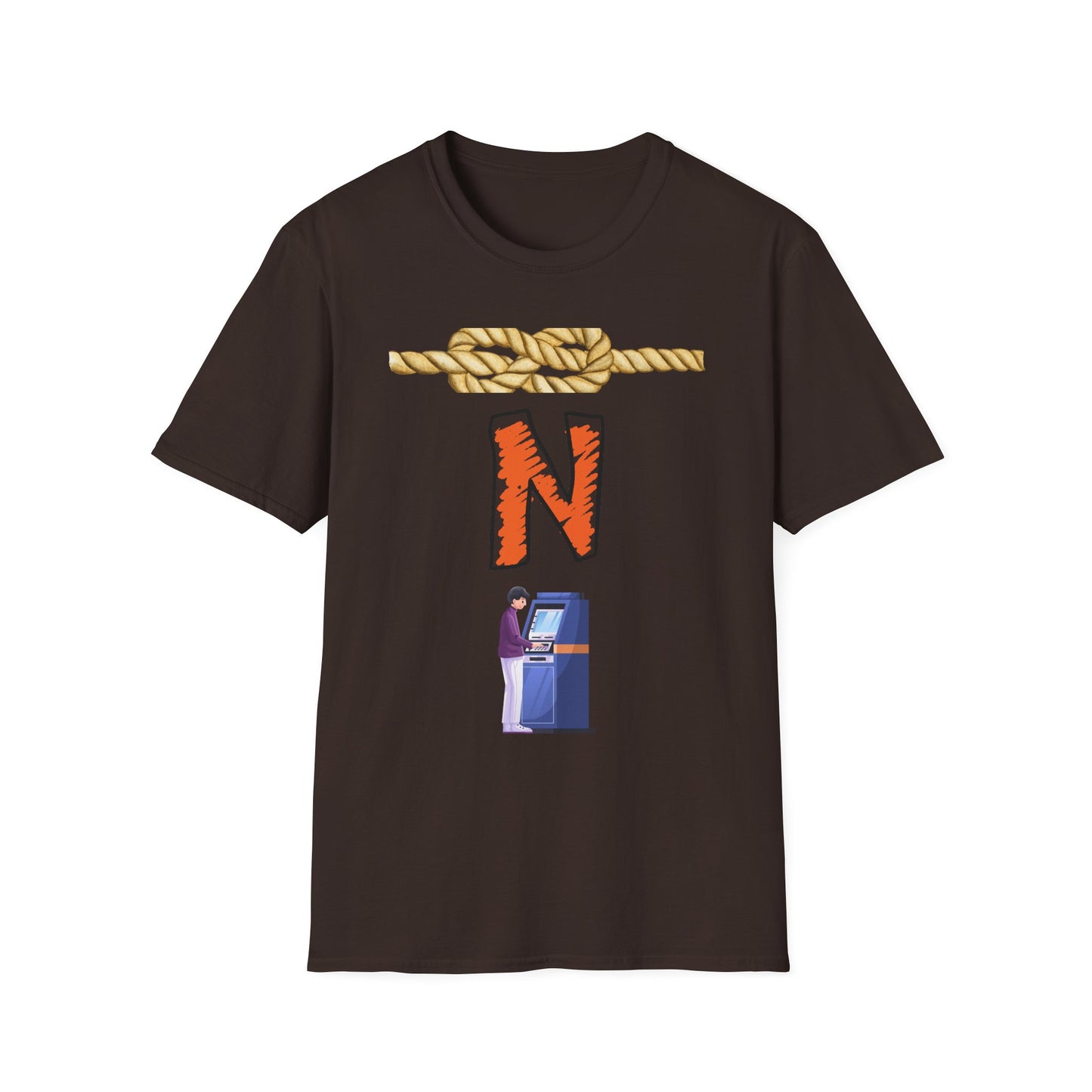 N Letter Graphic T-Shirt — Nautical Rope & Arcade Gamer Design