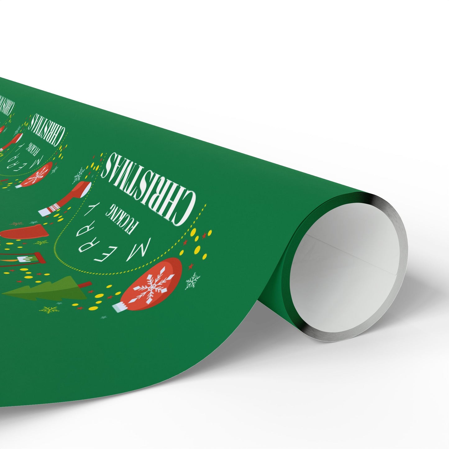 " Merry Fucking Christmas" Green Solid Wrapping Paper Roll — Classic Gift Wrap for Holidays & Everyday