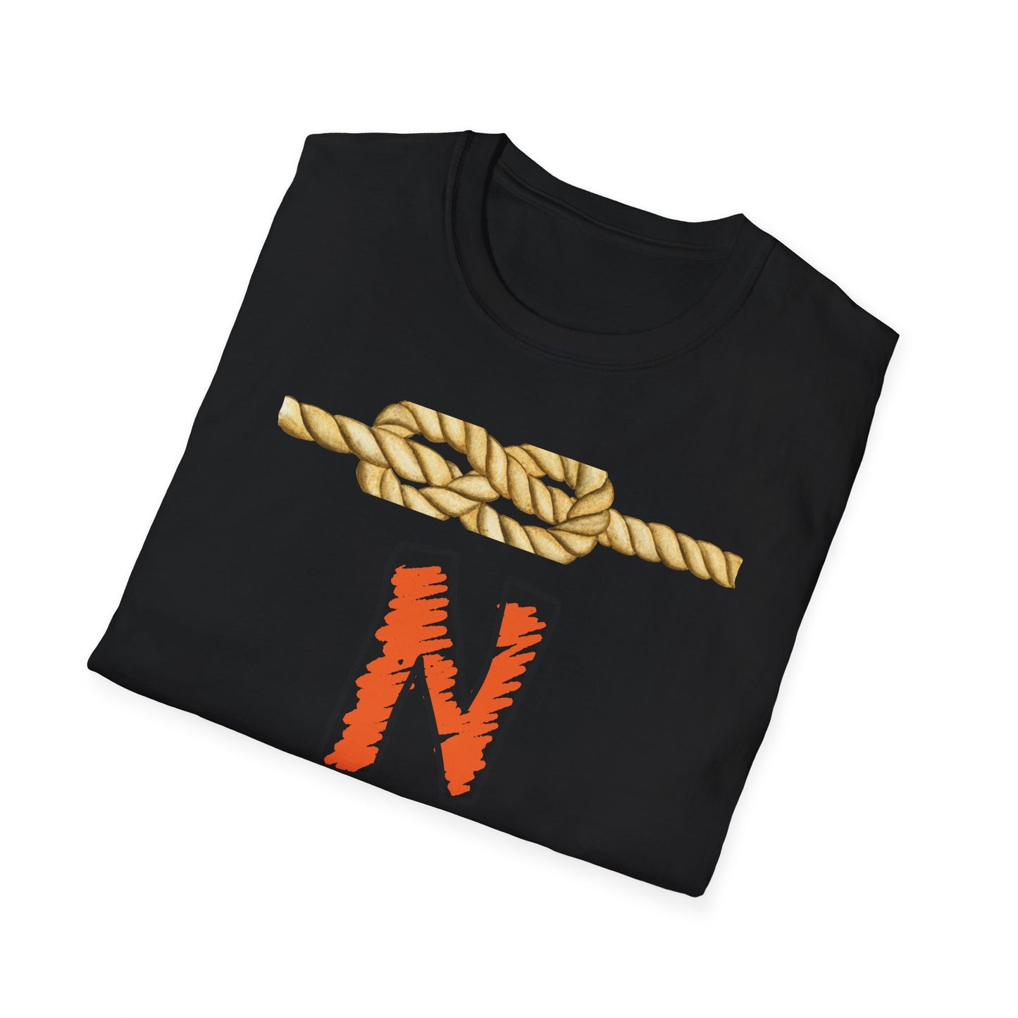 N Letter Graphic T-Shirt — Nautical Rope & Arcade Gamer Design