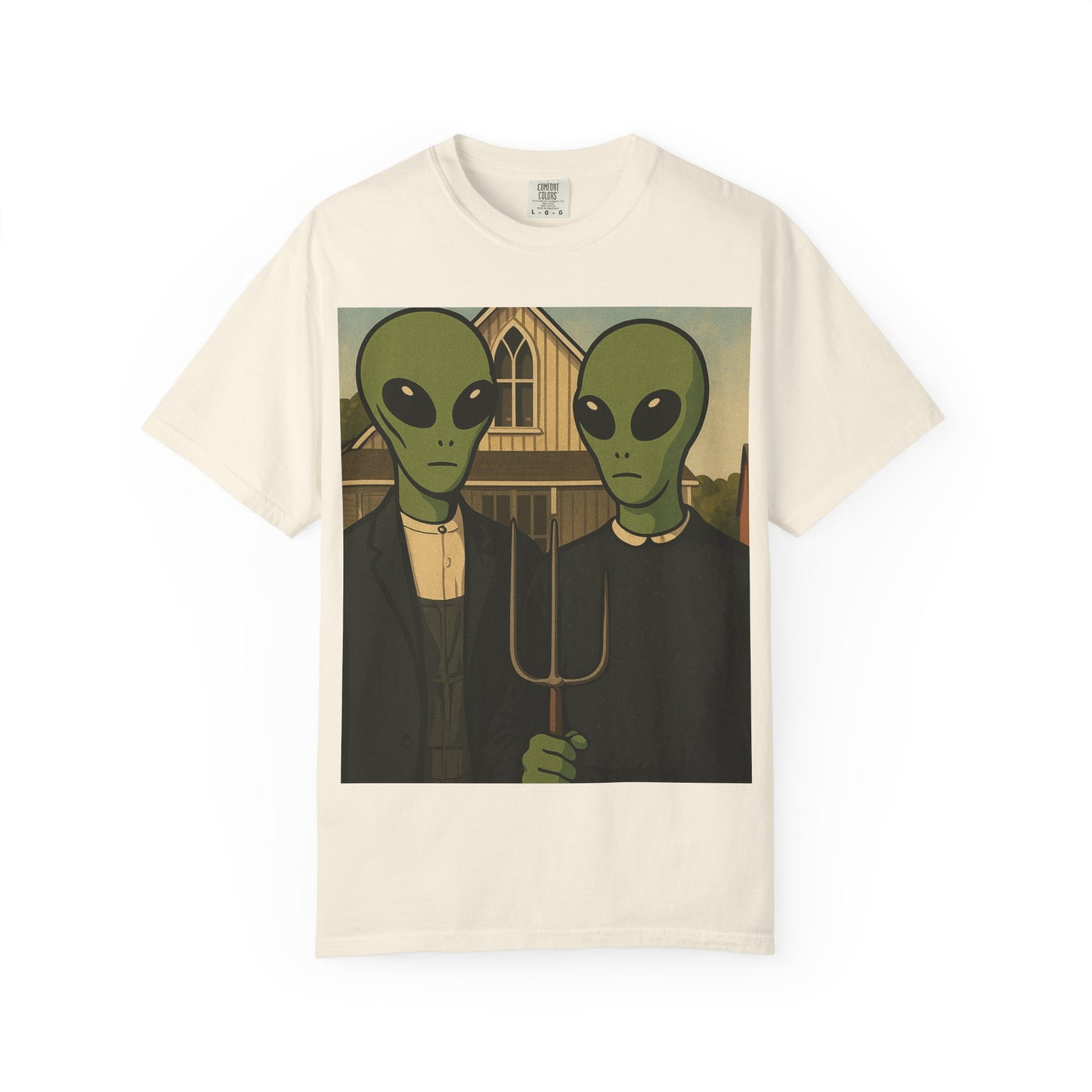 Alien Gothic T-Shirt — Parody of American Gothic Art
