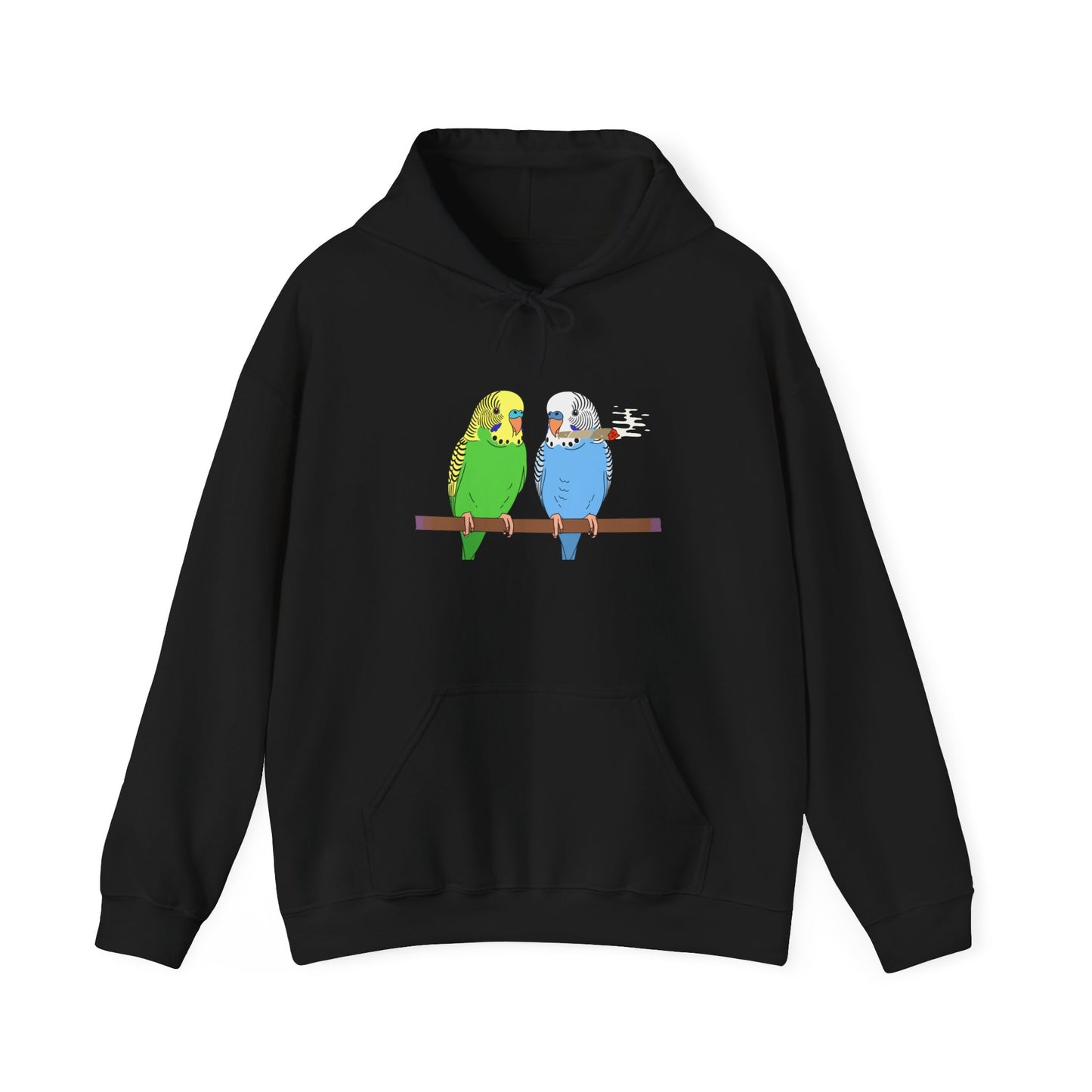 2 Birds 1 Stoned Hoodie – Cute Paired Budgerigar Bird Graphic Sweatshirt