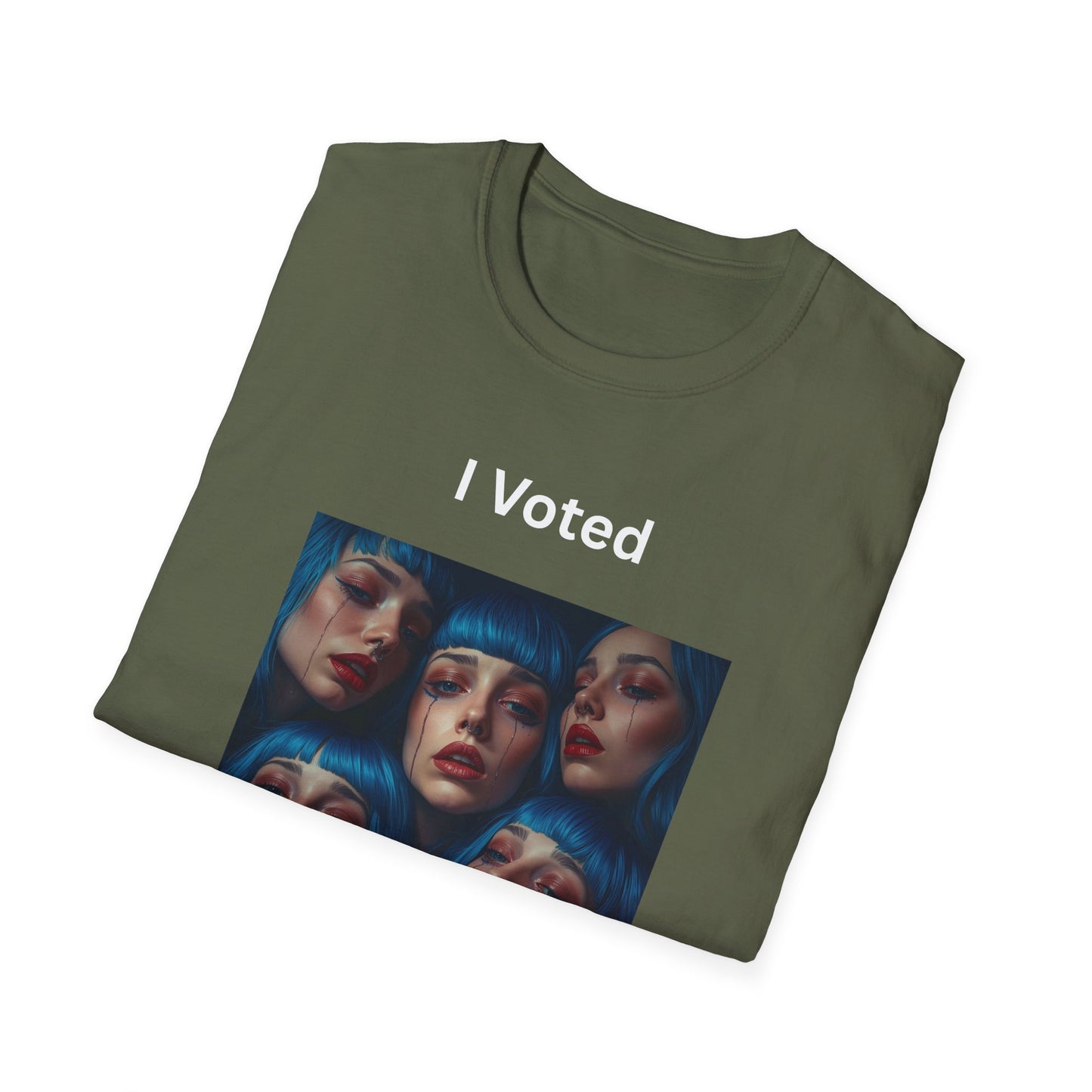 I Voted For This Graphic T-Shirt — Blue Hair Portrait Collage Tee