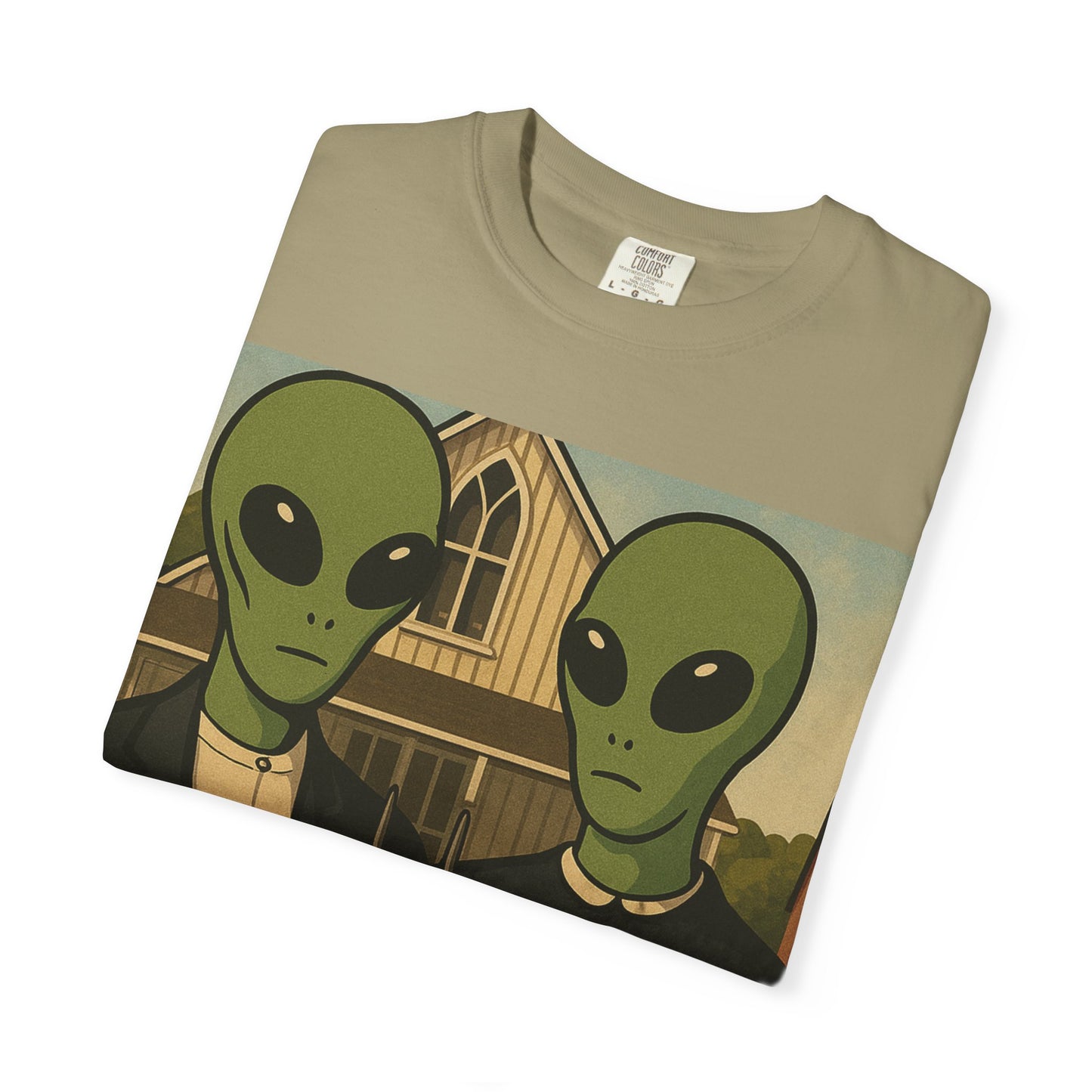 Alien Gothic T-Shirt — Parody of American Gothic Art
