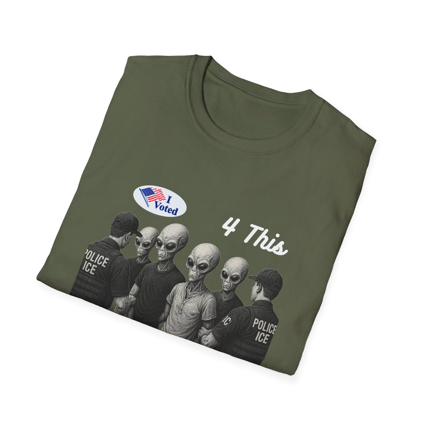Alien Arrest Graphic Tee – "I Voted 4 This" Funny Political UFO Shirt