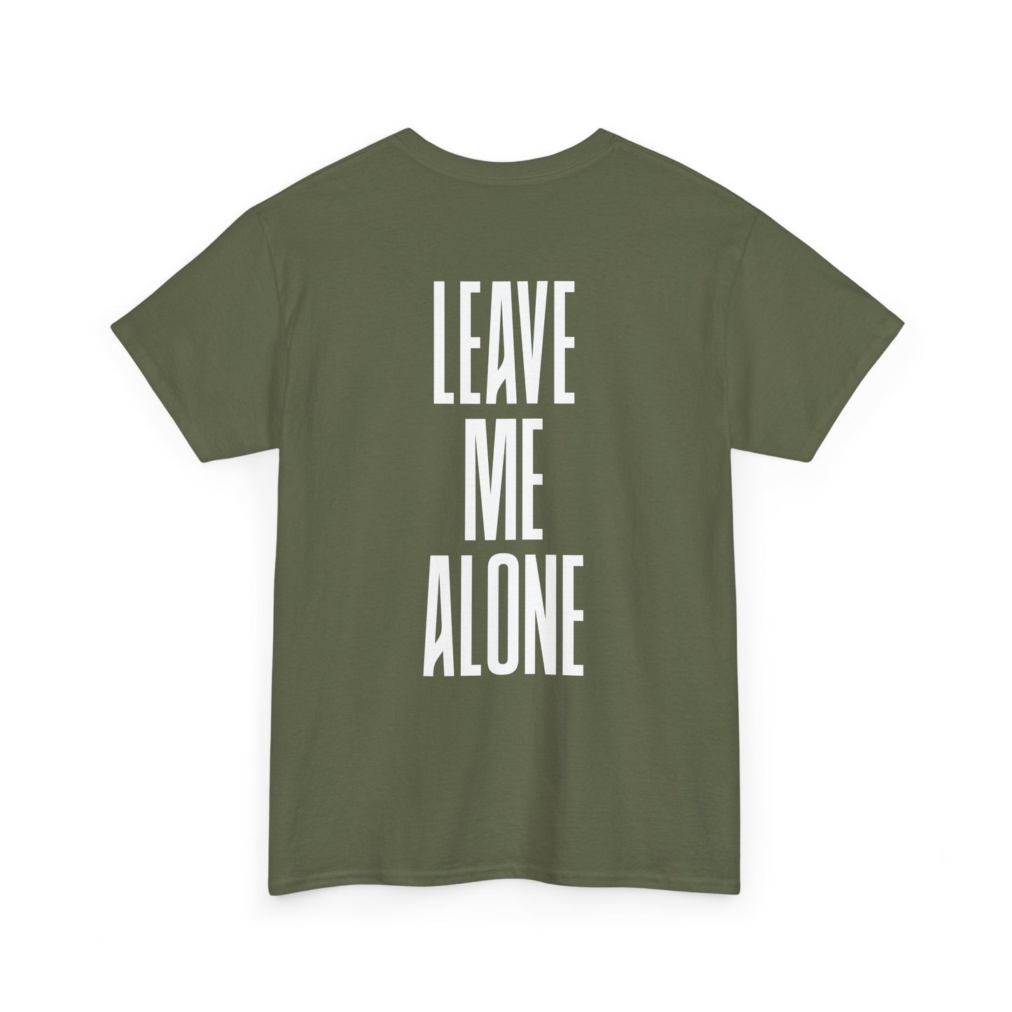 Leave Me Alone T‑Shirt — Bold Vertical Text Graphic Tee