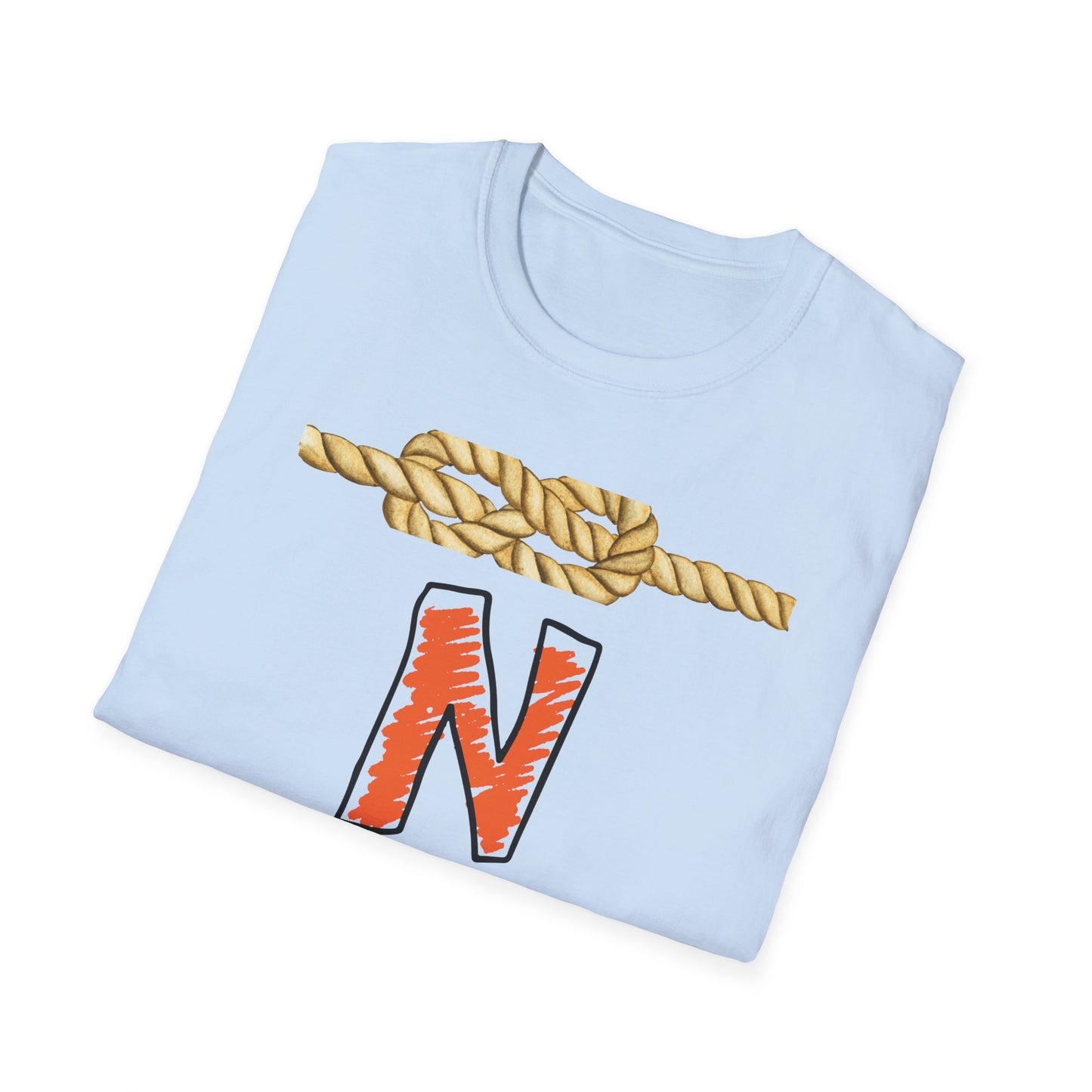 N Letter Graphic T-Shirt — Nautical Rope & Arcade Gamer Design