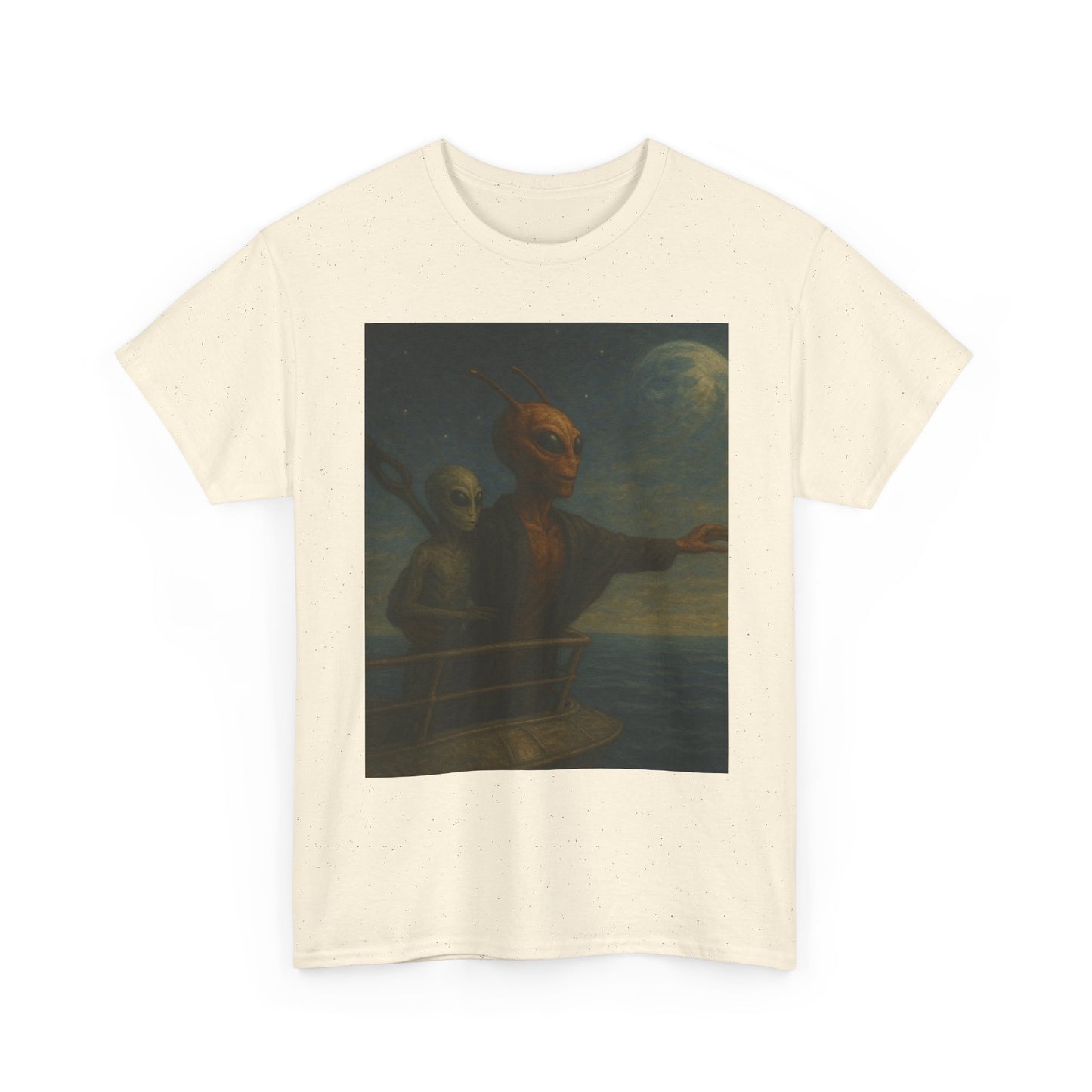 Vintage Gothic Painting Tee — Moonlit Ghost Ship Art T-Shirt