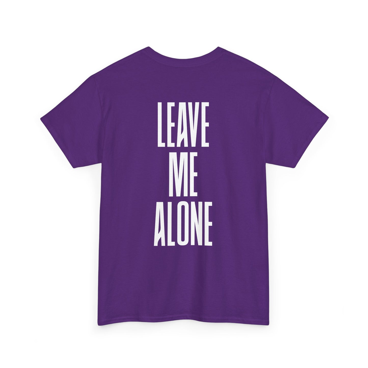 Leave Me Alone T‑Shirt — Bold Vertical Text Graphic Tee