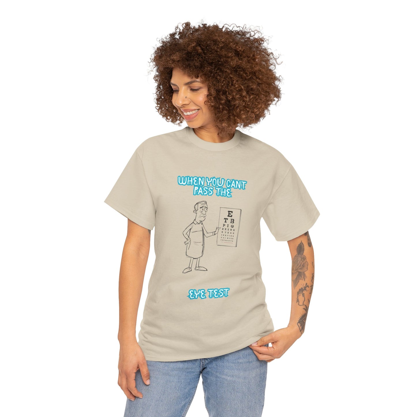 Eye Test Graphic Tee — Funny Optometrist Cartoon Shirt (When You Can't Read The Eye Test)