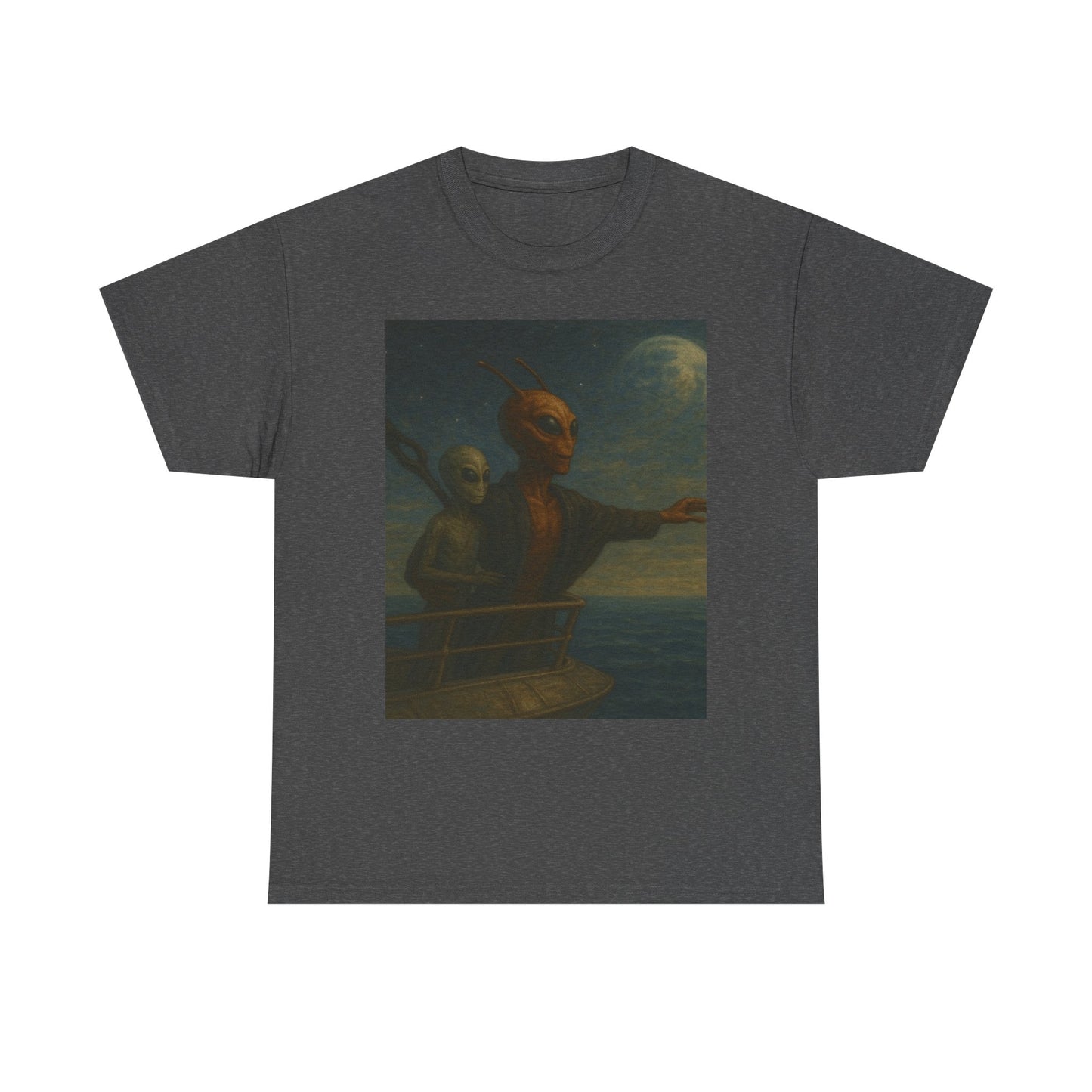 Vintage Gothic Painting Tee — Moonlit Ghost Ship Art T-Shirt