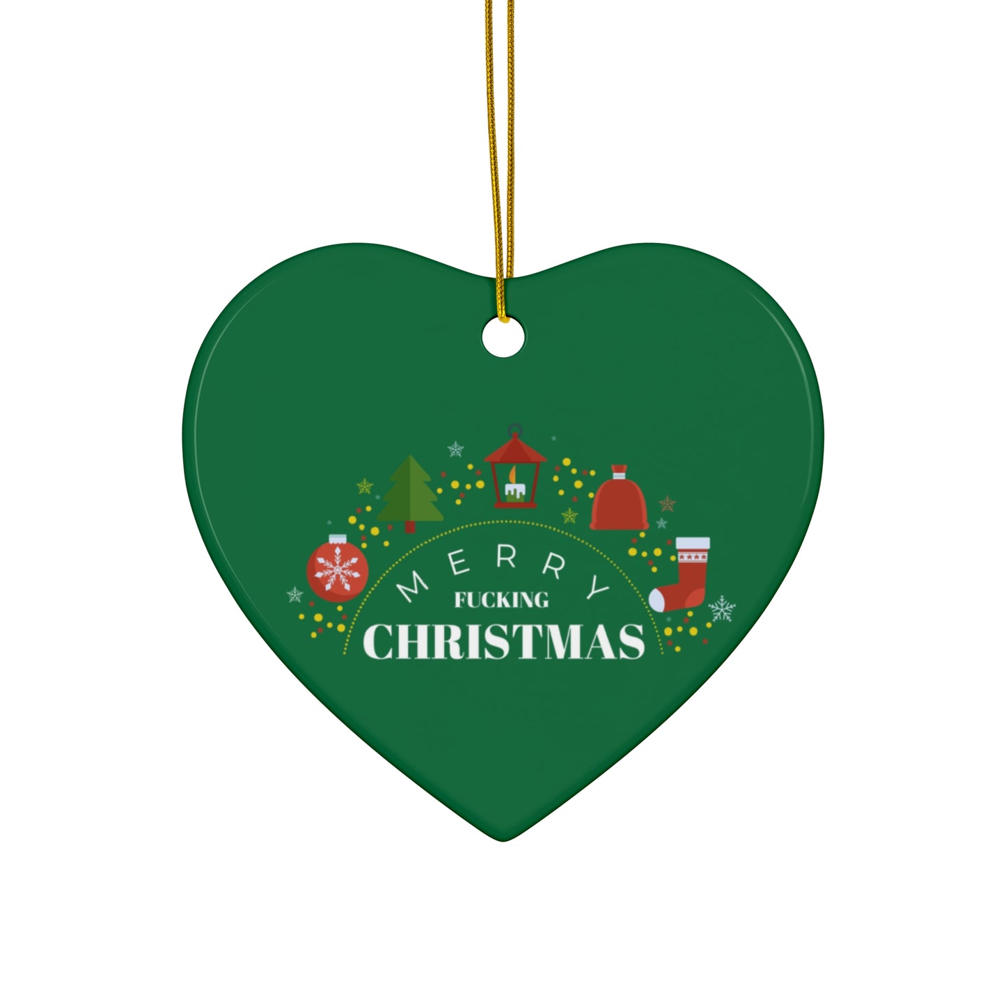 Ceramic Star Ornament – 'Merry F***ing Christmas' Holiday Decoration (4 Shapes)