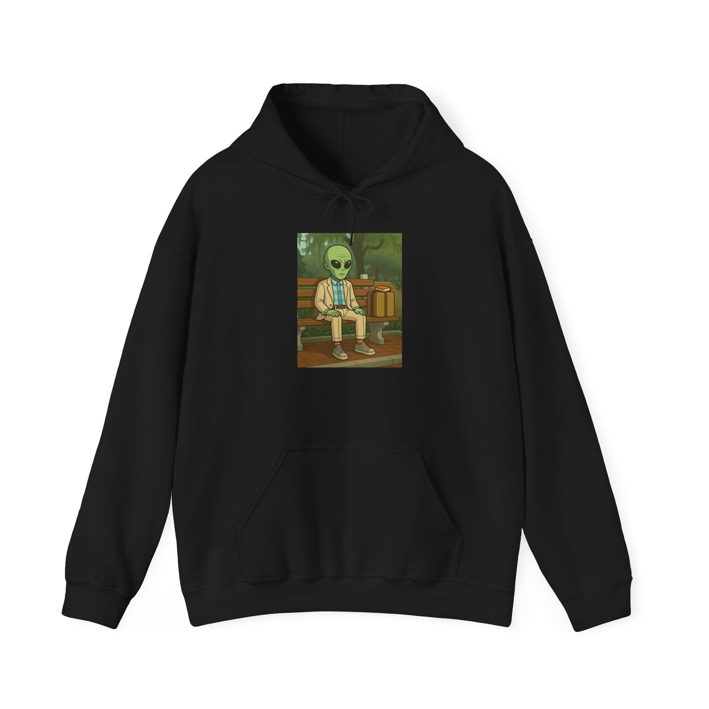 Gump Hoodie – Retro Green Alien Illustration Pullover