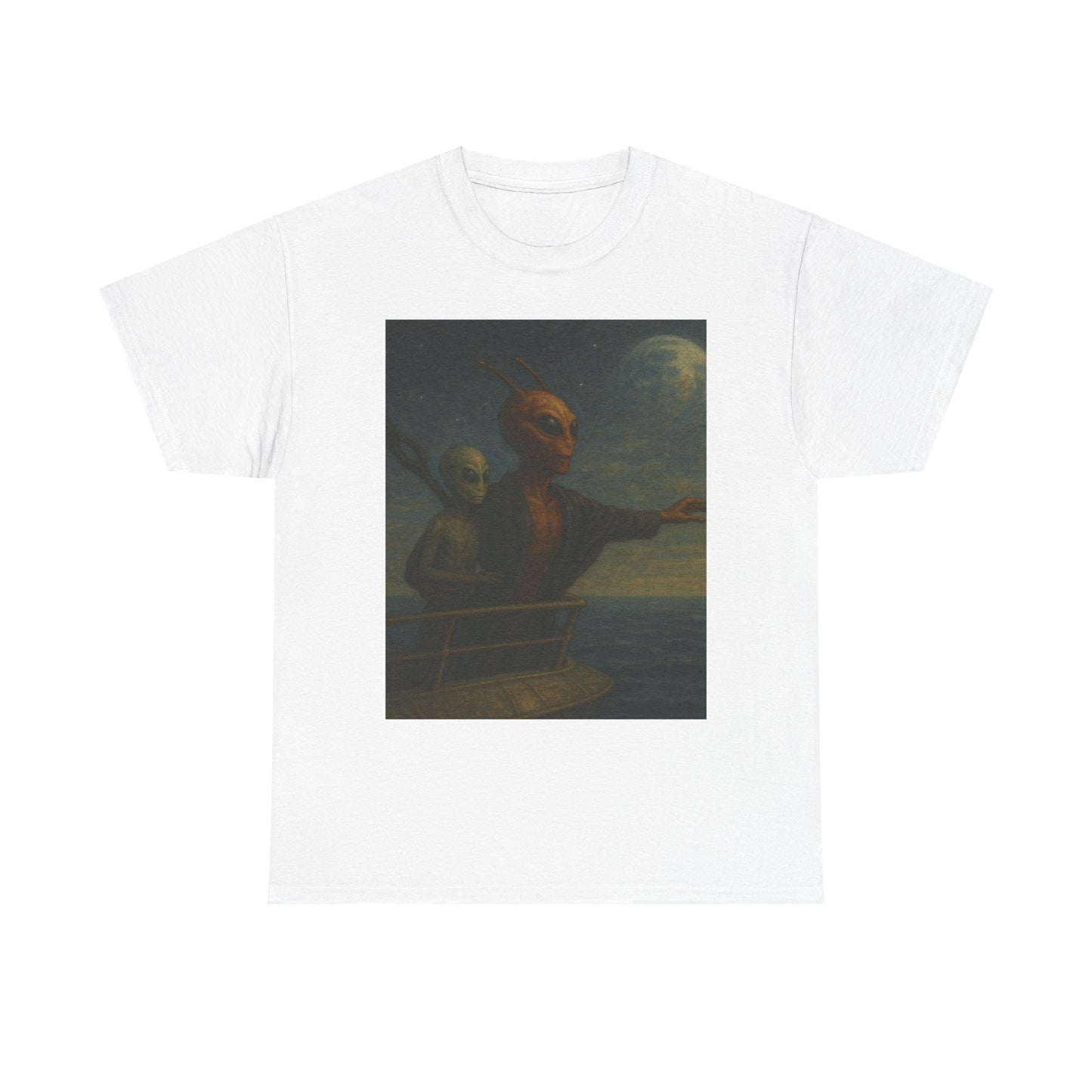 Vintage Gothic Painting Tee — Moonlit Ghost Ship Art T-Shirt