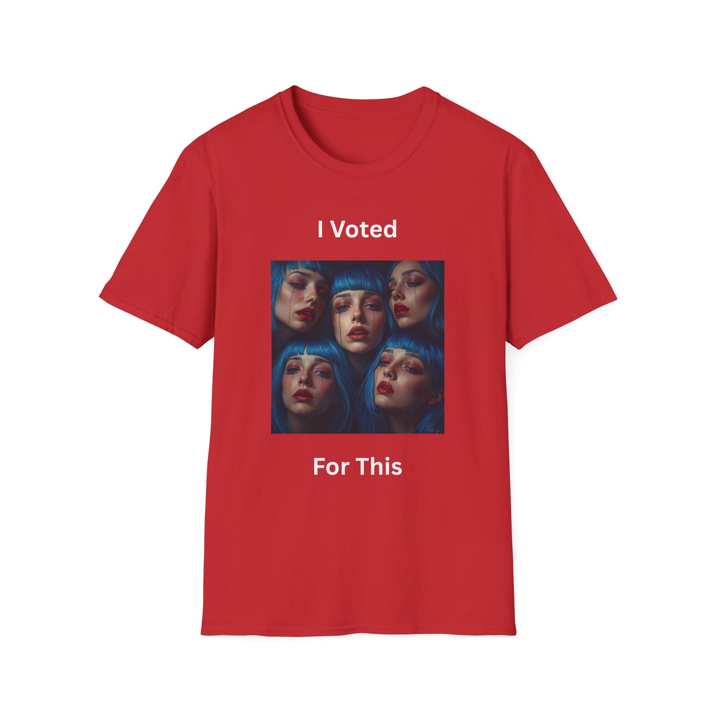 I Voted For This Graphic T-Shirt — Blue Hair Portrait Collage Tee