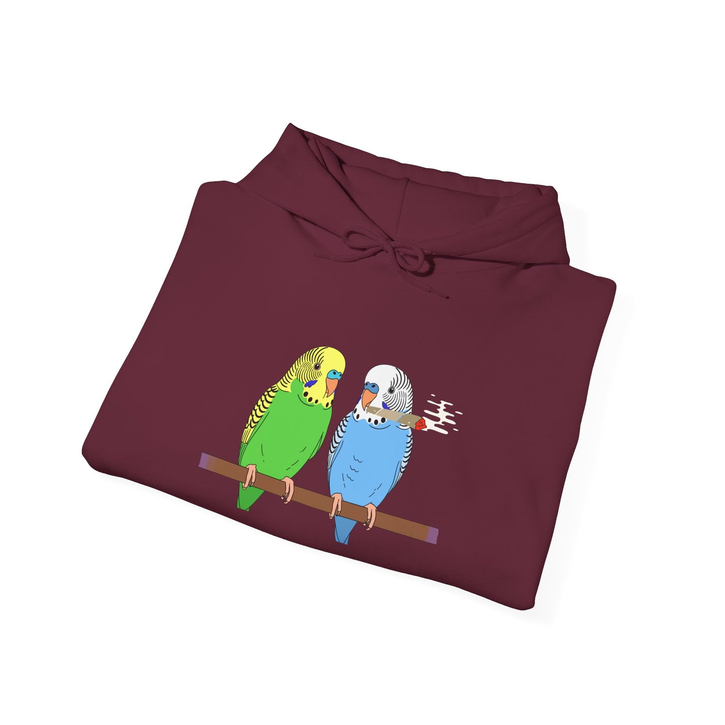 2 Birds 1 Stoned Hoodie – Cute Paired Budgerigar Bird Graphic Sweatshirt