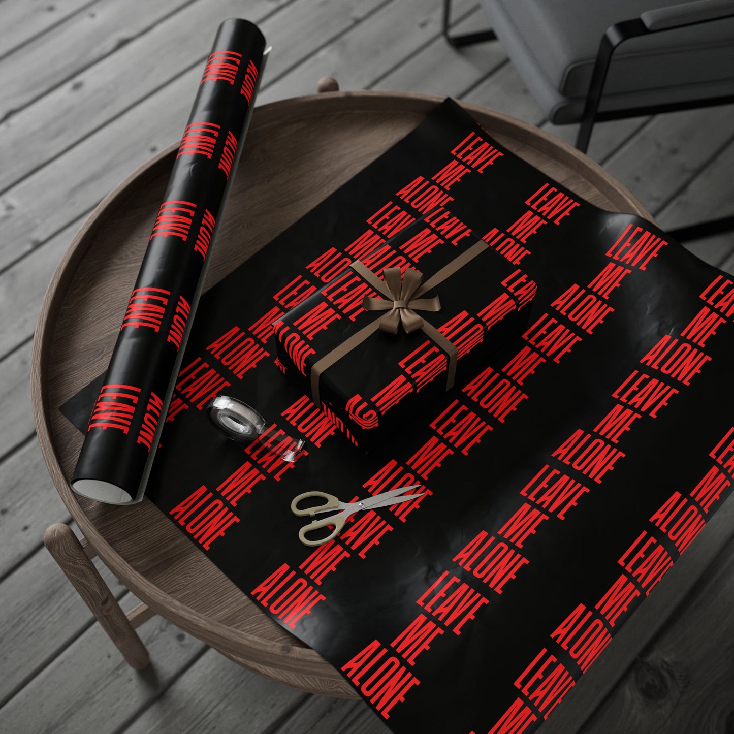 Wrapping Paper Roll — Black with Red Barcode Stripe Pattern, Modern Gift Wrap for Birthdays & Holidays