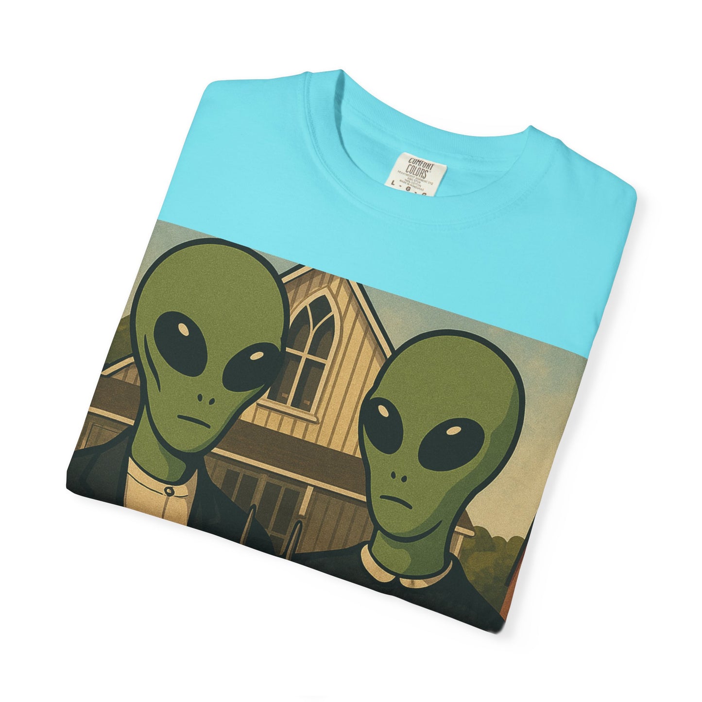 Alien Gothic T-Shirt — Parody of American Gothic Art