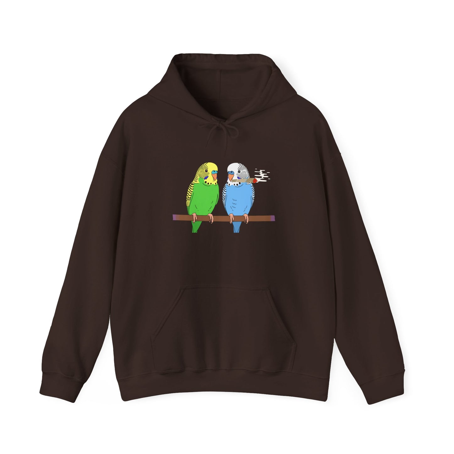 2 Birds 1 Stoned Hoodie – Cute Paired Budgerigar Bird Graphic Sweatshirt