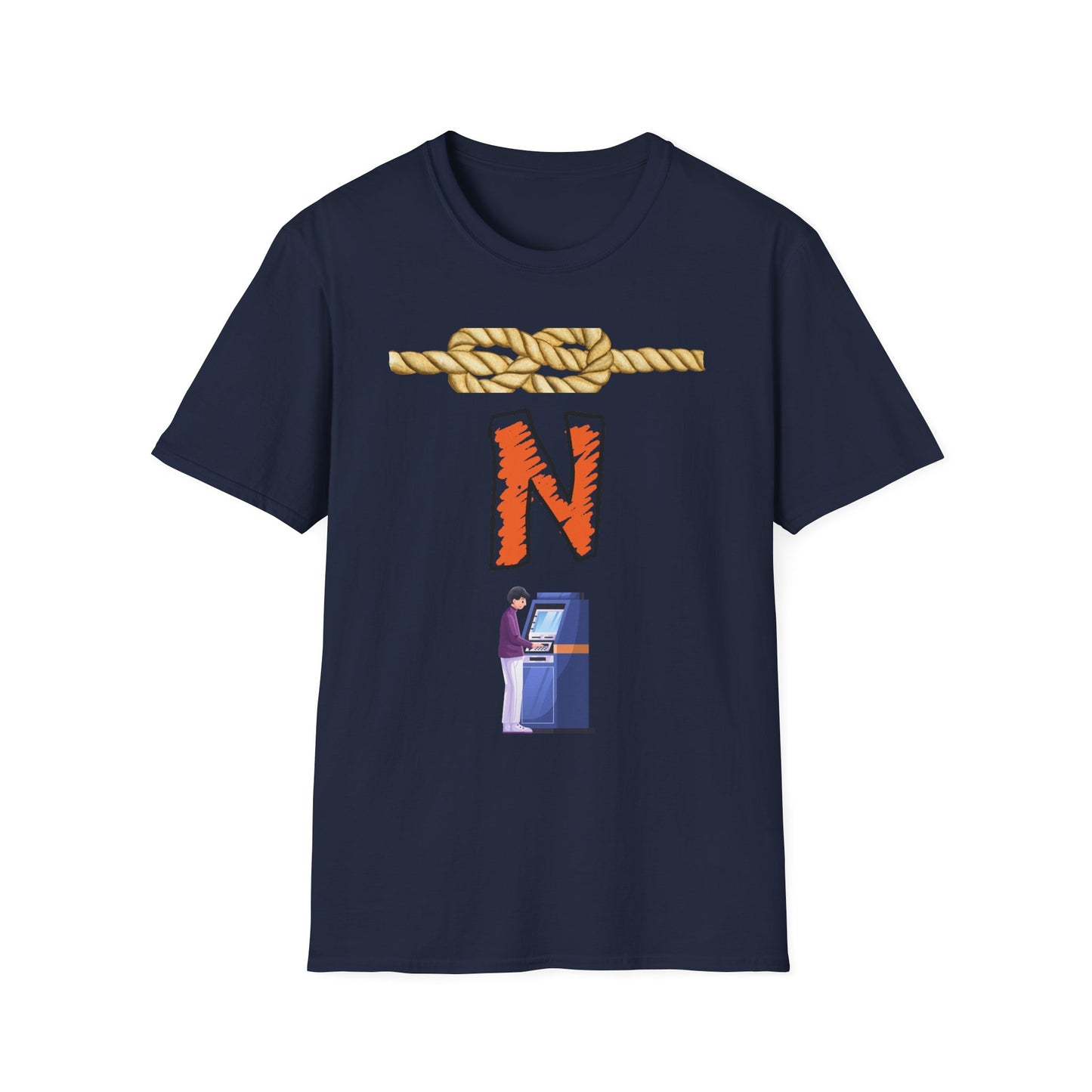 N Letter Graphic T-Shirt — Nautical Rope & Arcade Gamer Design