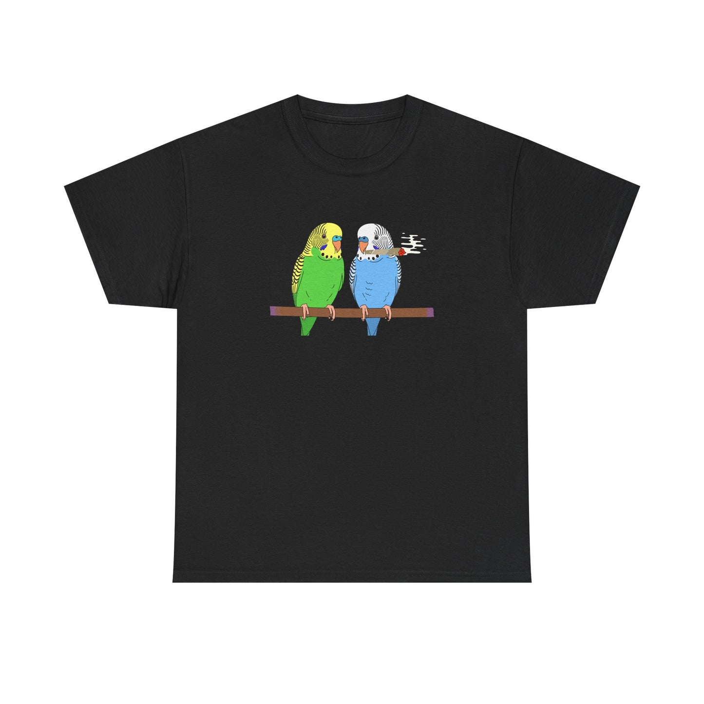 2 Birds 1 Stoned T-Shirt — Cute Parakeet Pair Graphic Tee