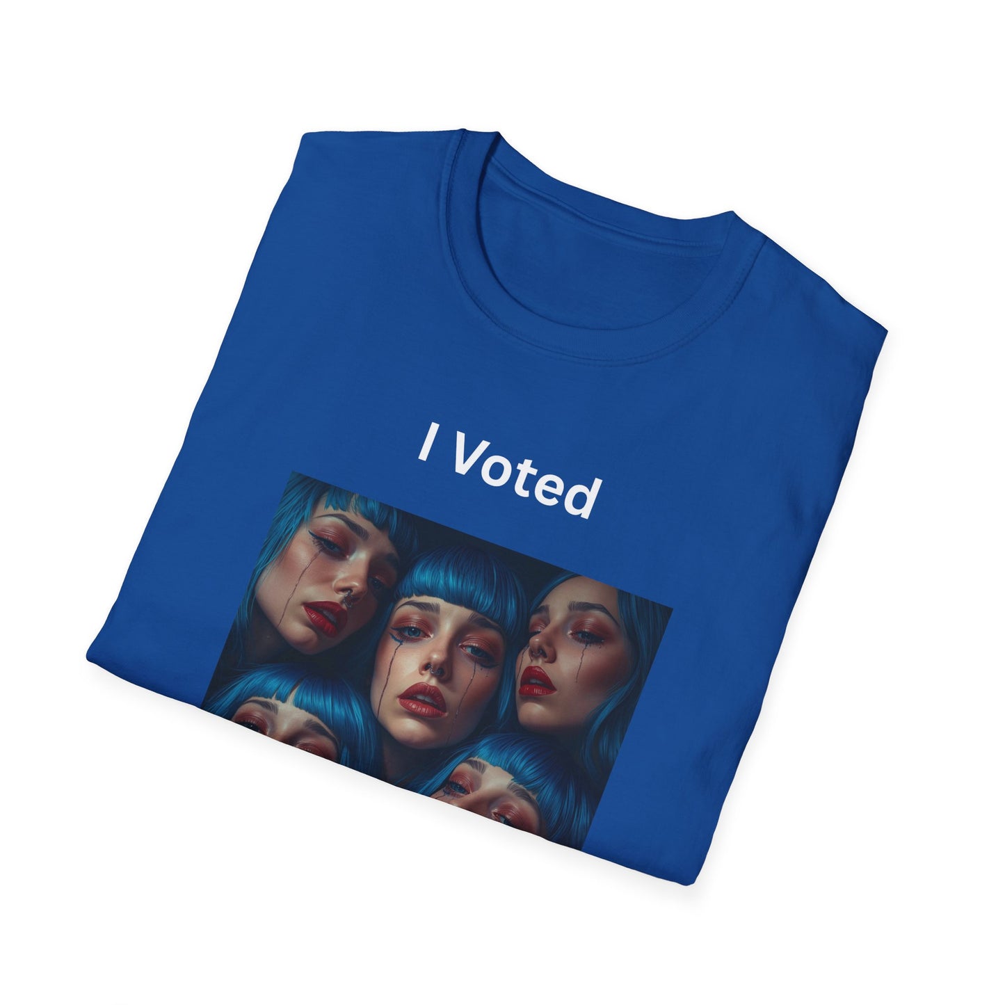 I Voted For This Graphic T-Shirt — Blue Hair Portrait Collage Tee