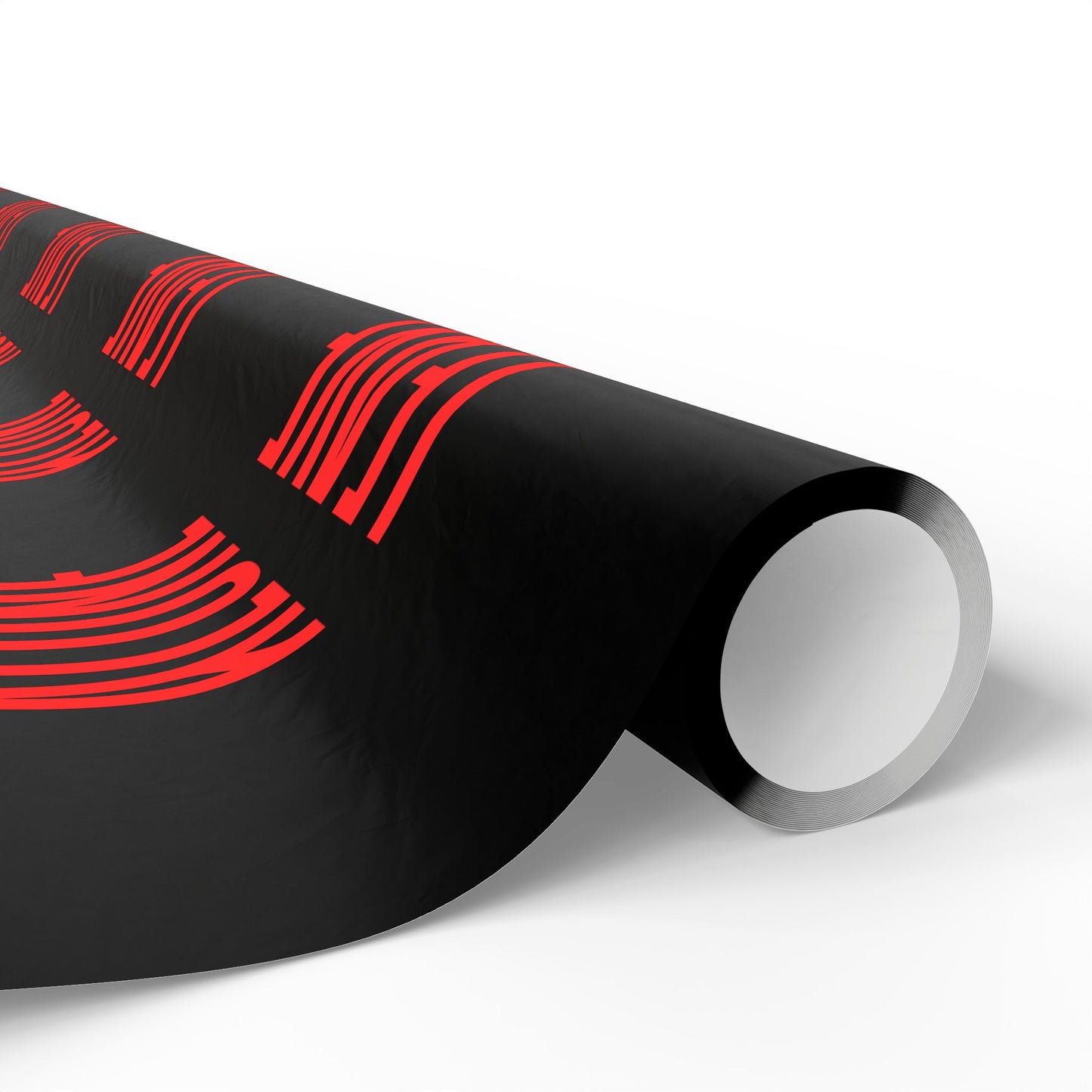 Wrapping Paper Roll — Black with Red Barcode Stripe Pattern, Modern Gift Wrap for Birthdays & Holidays
