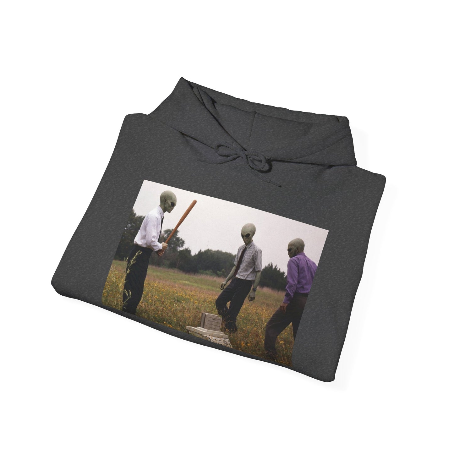 Hoodie — Vintage Field Photo Crew Baseball Bat Retro Graphic Hoodie