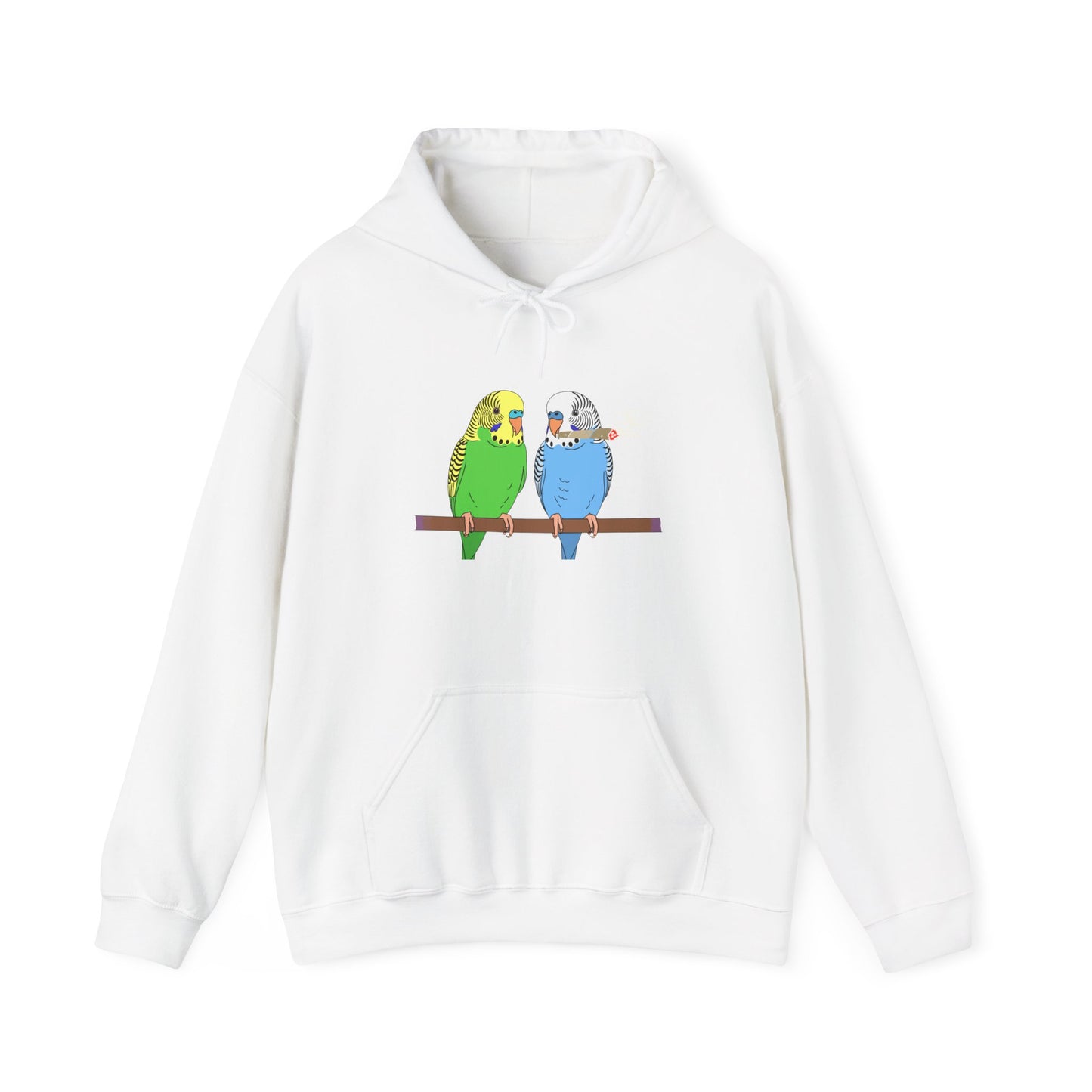 2 Birds 1 Stoned Hoodie – Cute Paired Budgerigar Bird Graphic Sweatshirt