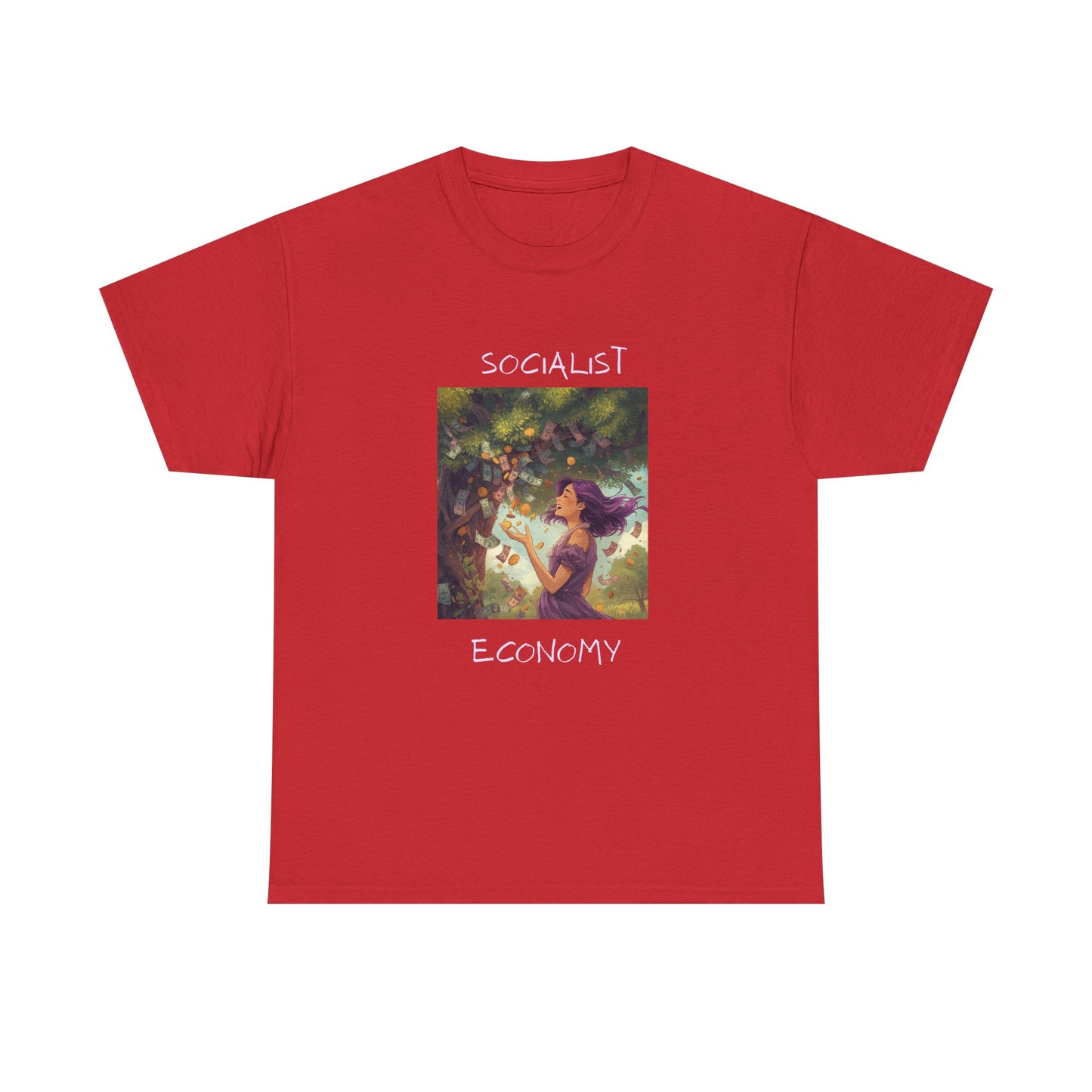 Socialist Economy Graphic Tee — Retro Fairy Illustration Political T‑Shirt
