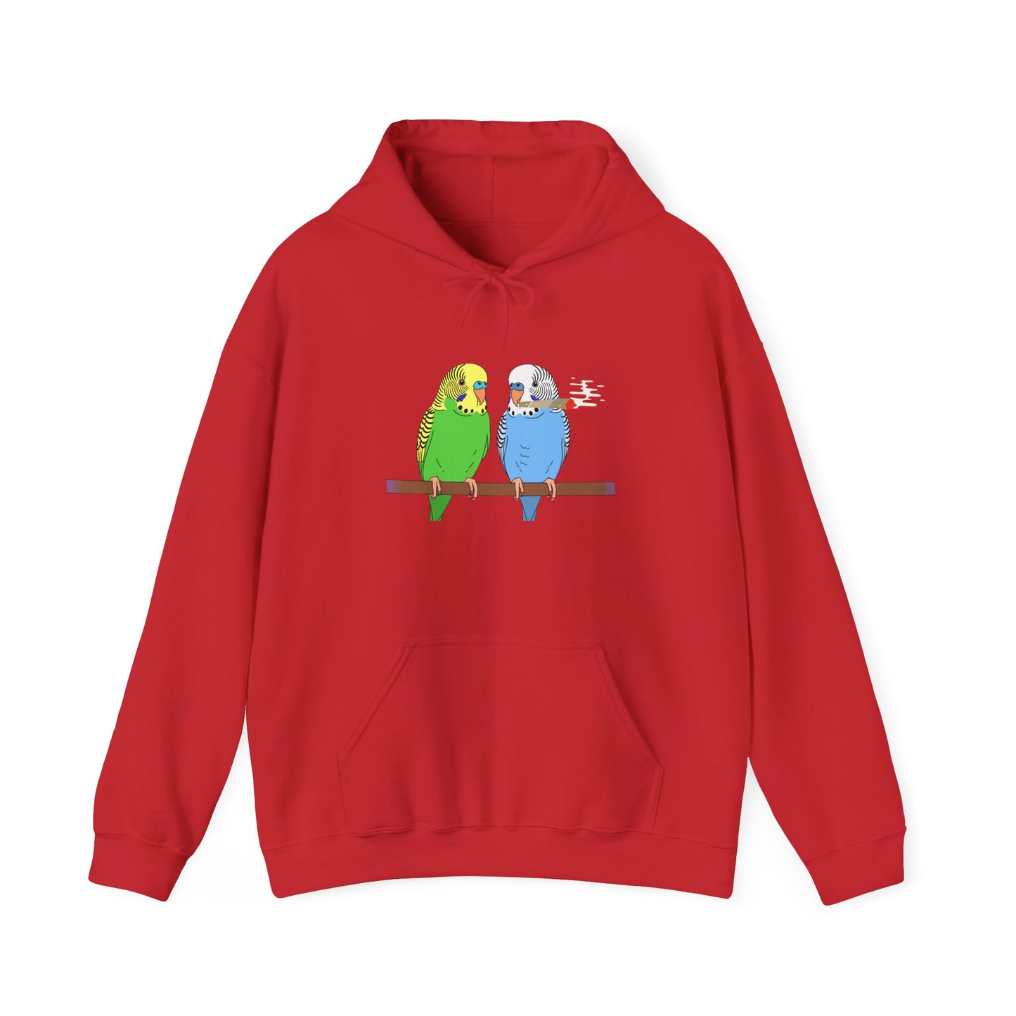 2 Birds 1 Stoned Hoodie – Cute Paired Budgerigar Bird Graphic Sweatshirt